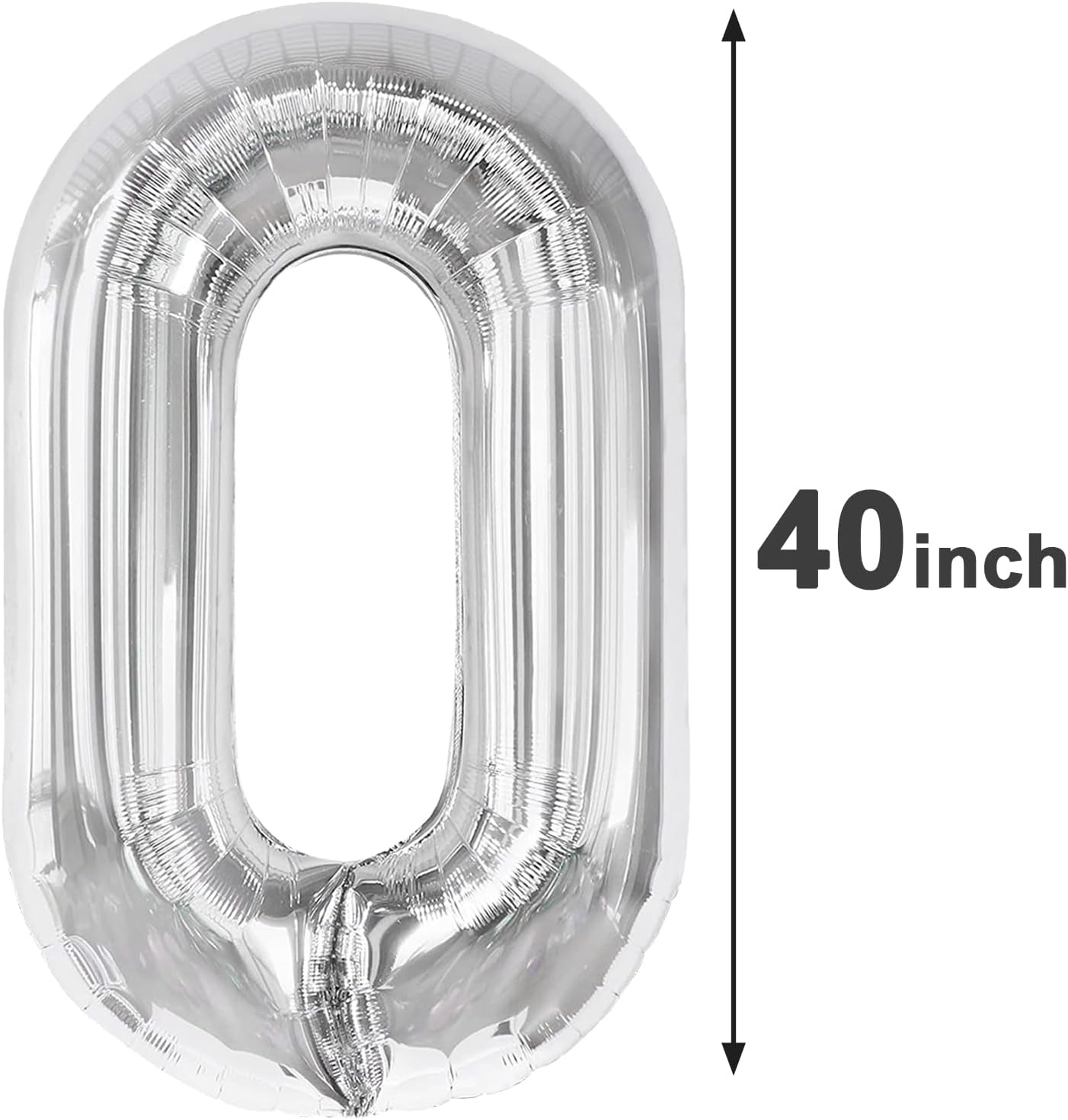 Silver Helium Number Balloon 40 Inch, Giant Foil Silver Number 0 Birthday Balloons, Large Numbers 10 20 30 40 50 60 70 80 90 100 2025, Party Celebration Supplies Decorations