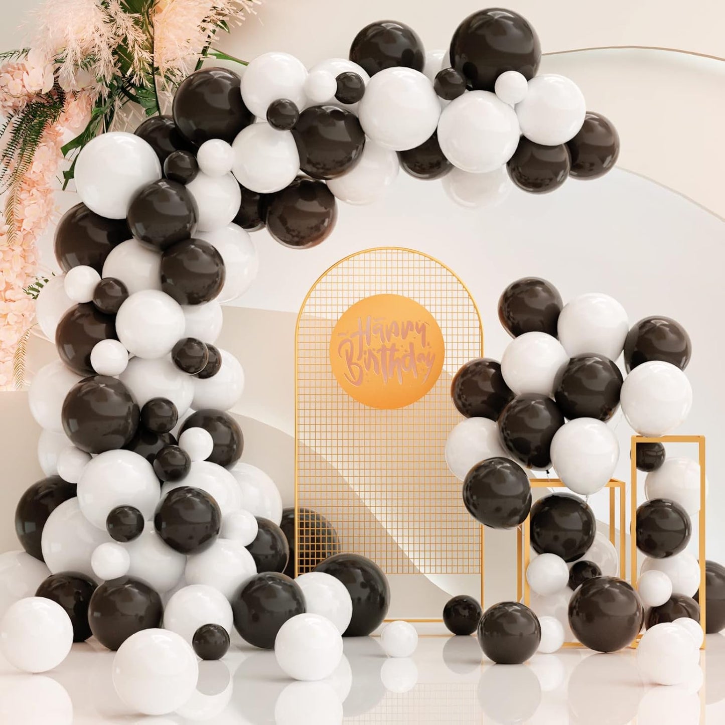 White Black Balloon Garland Arch Kit,120 Pack Matte Latex Black White Balloons for Baby Shower Birthday Wedding Graduation Party Decorations Supplies