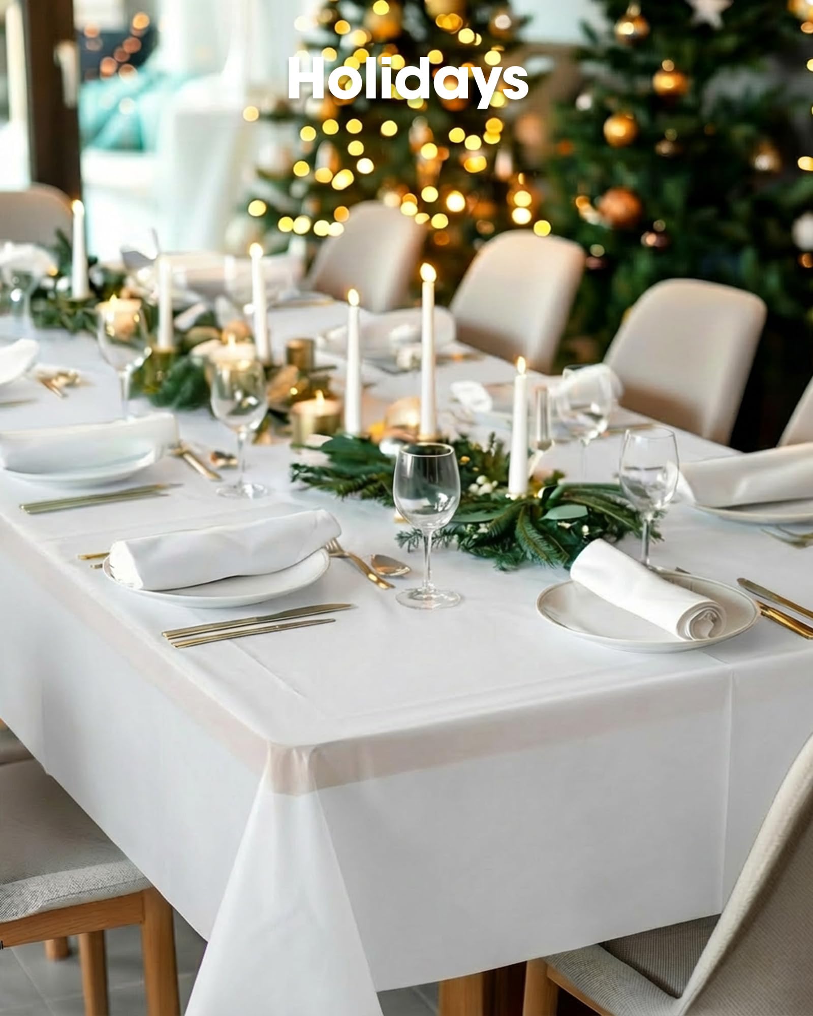 Pureegg Plastic Table Cloth Disposable 8 Pack, 54 x 108 Inch Table Cloths, Party, Picnic, Wedding