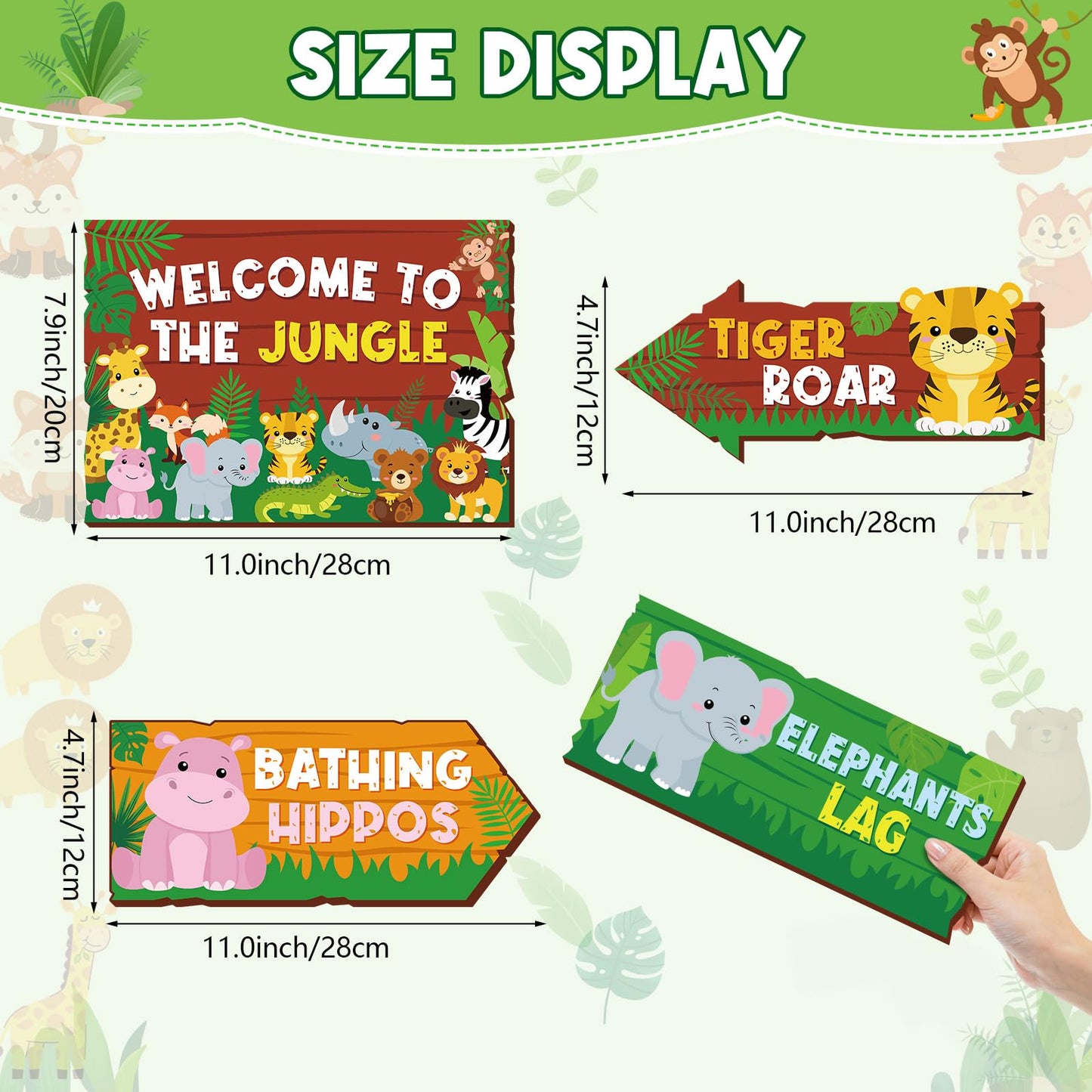 24 Pieces Safari Party Sign for Welcome to Jungle Safari Theme Party Decorations Wild Animal