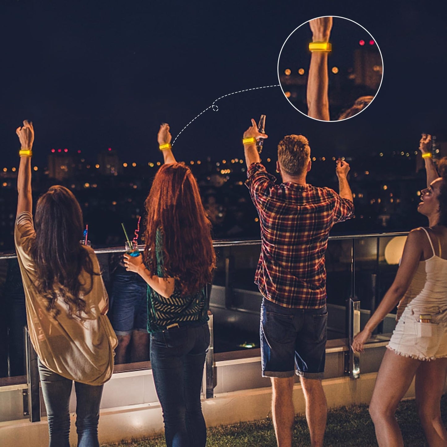 8 Pack LED Bracelets Light Up Wristbands,Glow Flashing Wristbands Glow in The Dark Party Supplies for Party, Festivals, Sports, Camping,Night Events (Yellow)