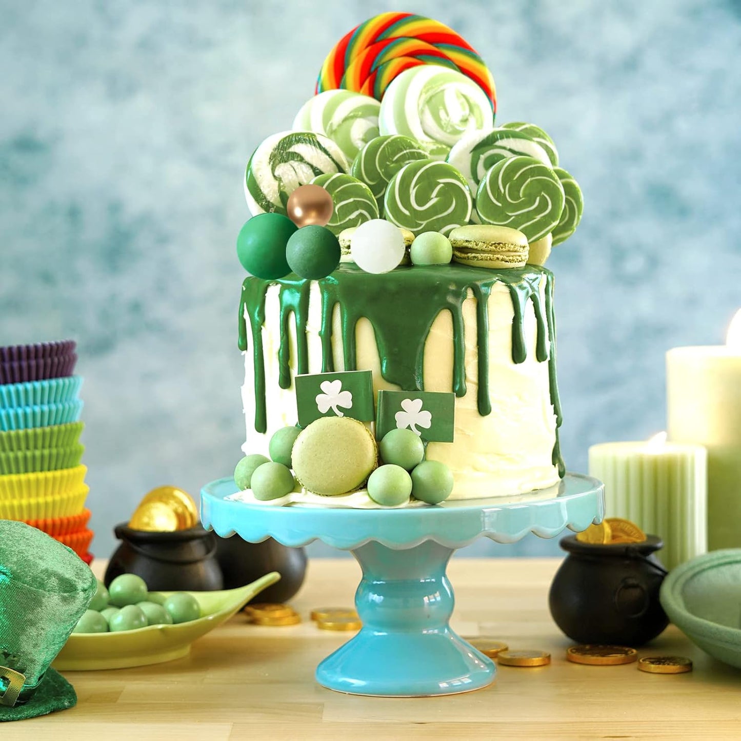 ASTARON 32 Pcs Ball Cake Topper Decorations Mini Balloons Cake Topper Sticks Foam Balls Cake Picks Cake Topper Balls Cake Decorations for Wedding Party Birthday Cake Decorating (Green Gold)