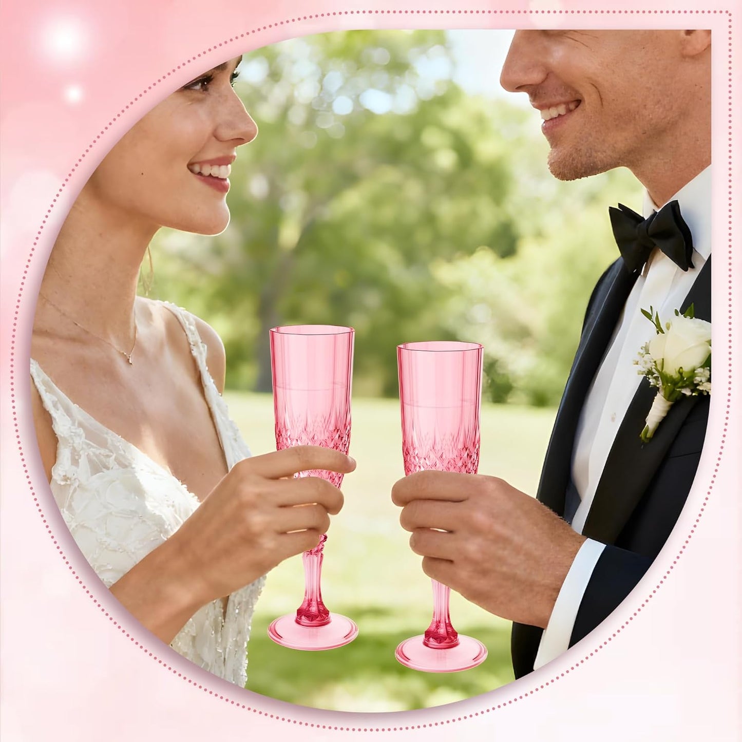Plastic Champagne Flutes, 12PCS Red Plastic Wine Glasses Goblets Reusable Champagne Flute for Weddings, Bachelor Parties, Toasting, and Events(12,Red)