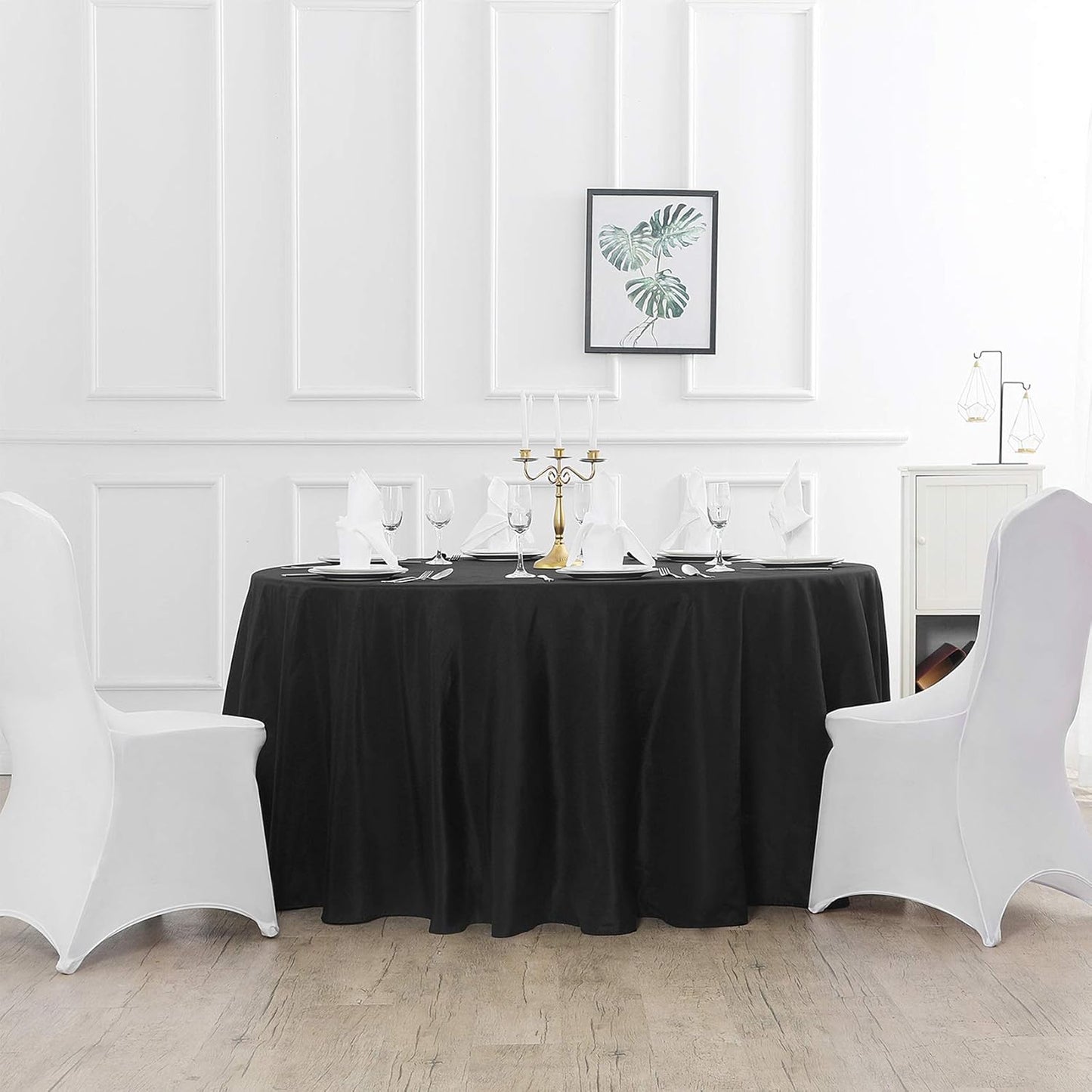 120 inch Round Tablecloth Washable Polyester Table Cloth Decorative Table Cover for Wedding Party Dining Banquet（12 Pack 120 inch,Black