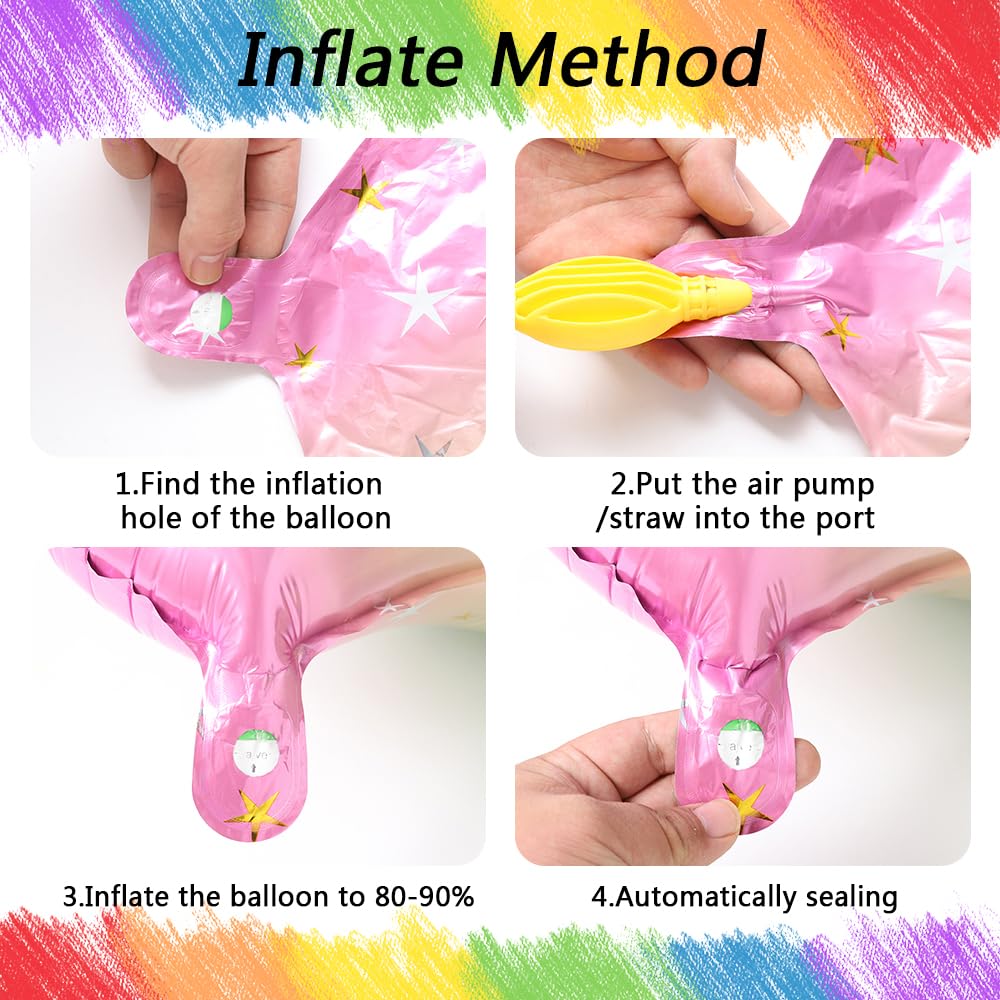 Unicorn 5th Birthday Party Decorations for Girl Purple Pink Theme Balloon Set, Large Rainbow
