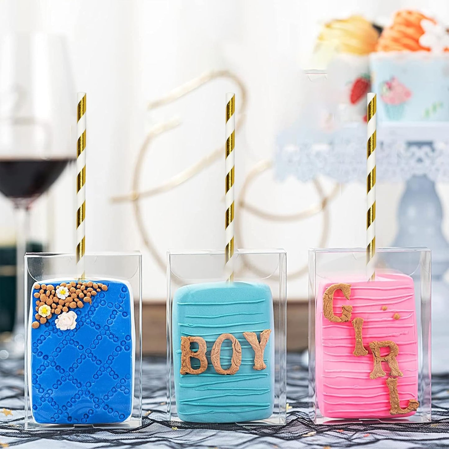 7.75 inch Gold/White Striped Paper Straws for Drinking 100 Counts for Bar, Restaurant, Wedding, Party - Unwrapped