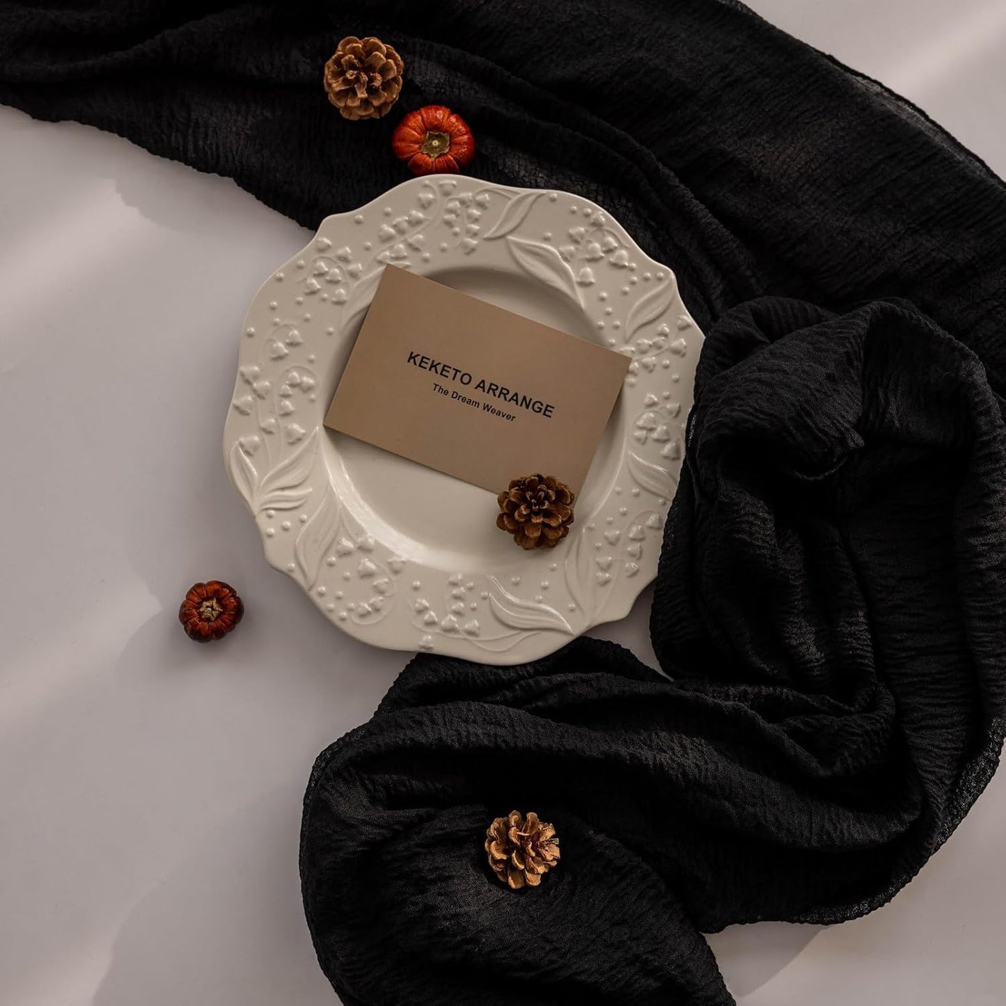 6pcs Halloween Table Runner Black Cheesecloth Gauze Rustic Premium Cotton Cheese Cloth Table Runner 120 Inch 10 FT for Wedding Bridal Baby Shower Long Sheer Boho Christmas Decorations