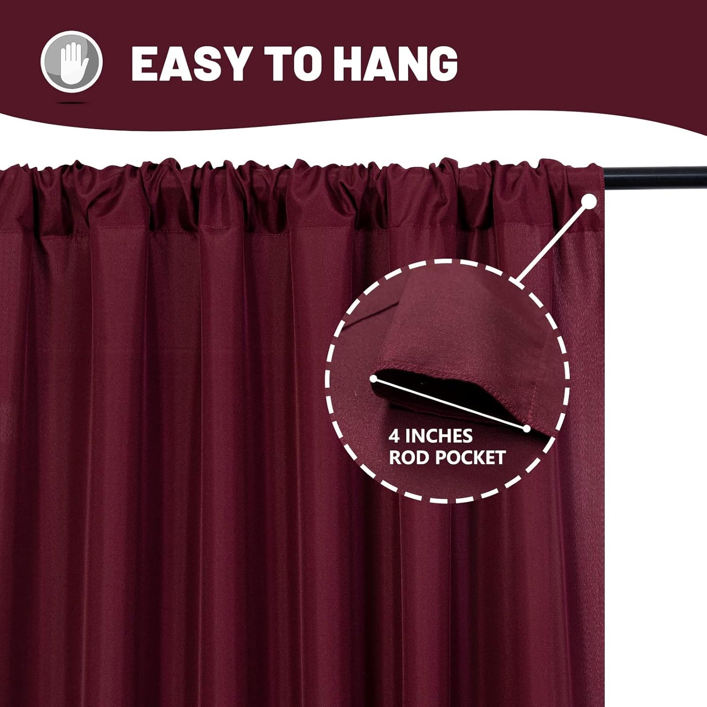 MYSKY HOME Burgundy Backdrop Curtains for Parties, Weddings, Stage - 10ft x 10ft, 2 Panels