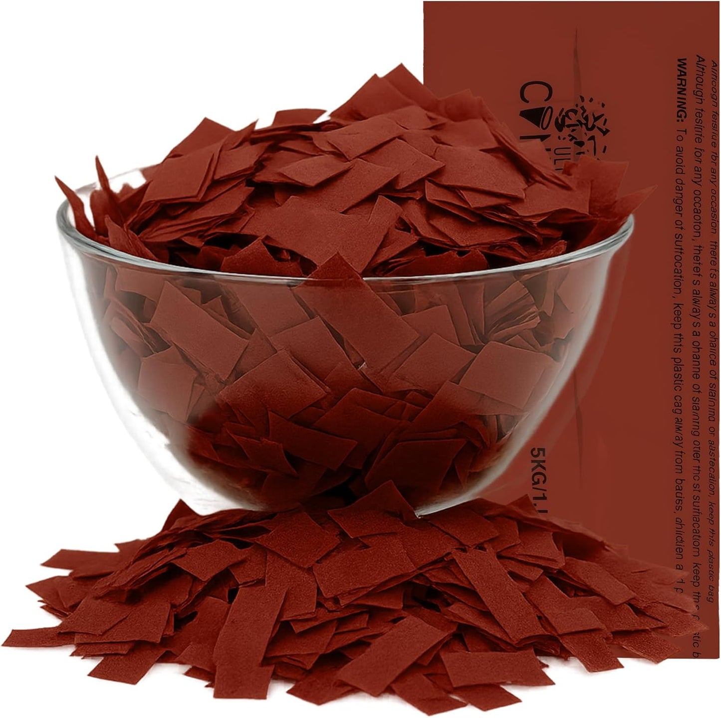 Rectangular Biodegradable Confetti - Maroon Fluttering Tissue Paper Confetti for Cannon and Launcher use - Wedding Confeti, Birthday, Parties and Live Events - 1 lb, 16 oz
