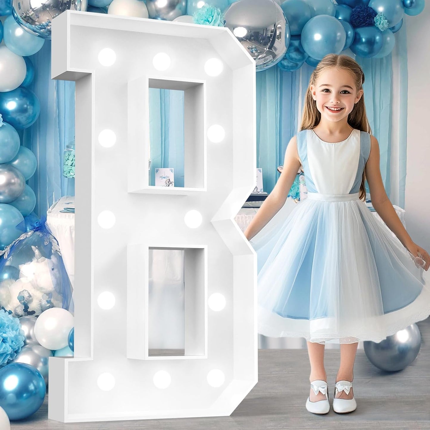 Ledido 4FT Marquee Light Up Letters, Cool White Light Up Letters Large Marquee Letter for Party Decorations, Mosaic Letter B for Balloons, Wedding Birthday Graduation Decor