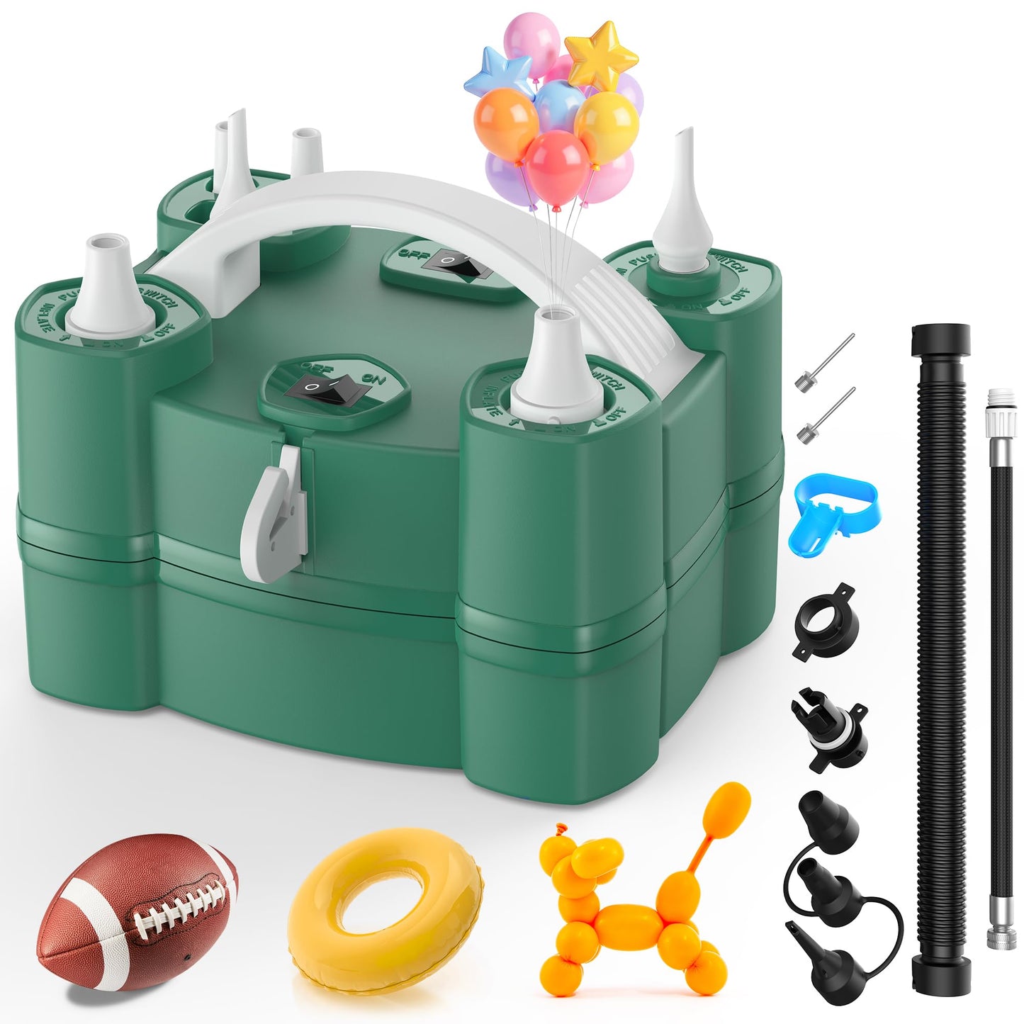 Balloon Pump 4-in-1 Electric Balloon Inflator with Triple Inflating Ports for All Balloons Air