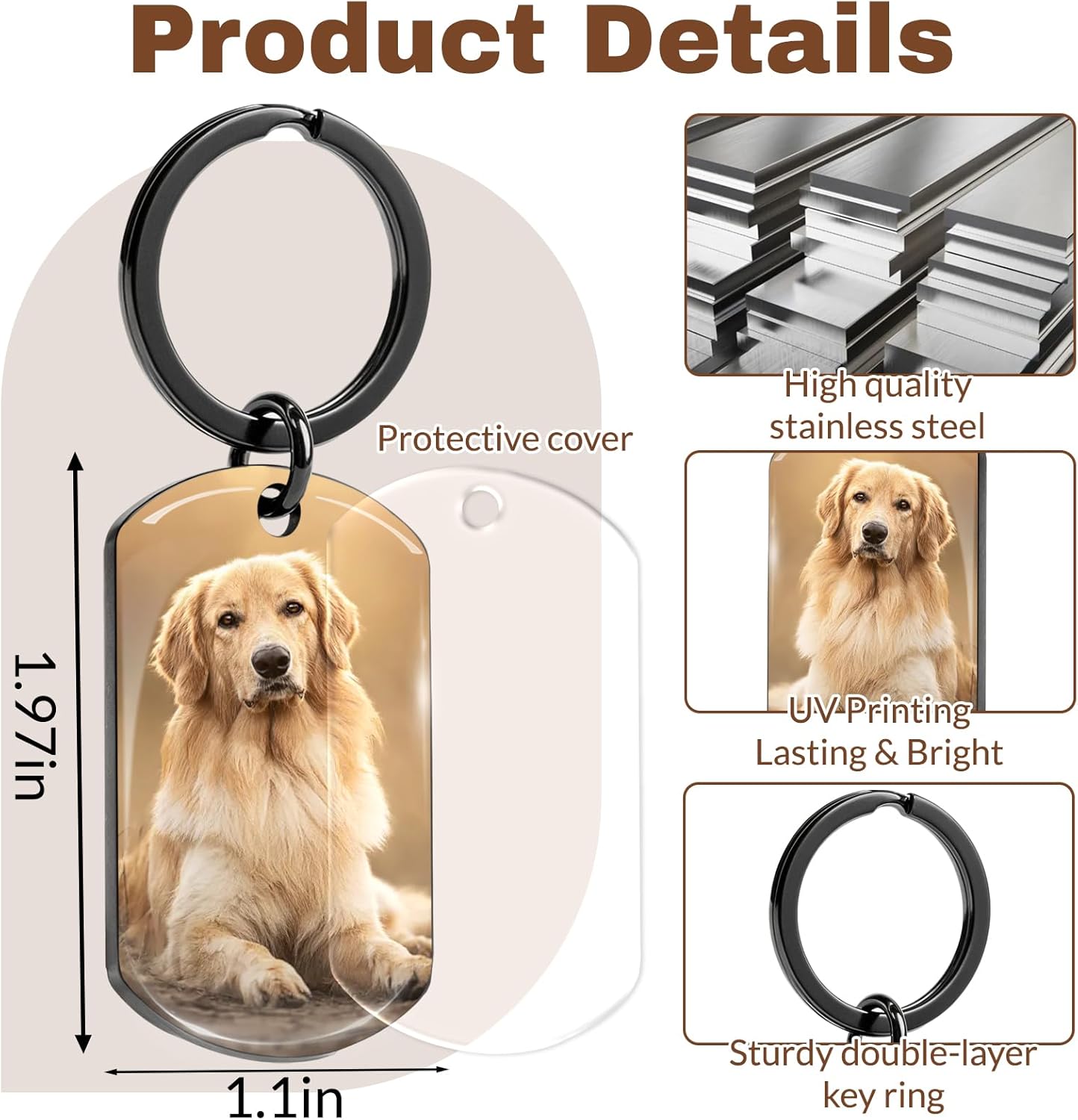 Custom Dog Memorial Photo Keychain Personalized Sympathy Gifts for Loss of Dog Memorial Passing Away Gifts for Dog Cat Lovers (02-Color)