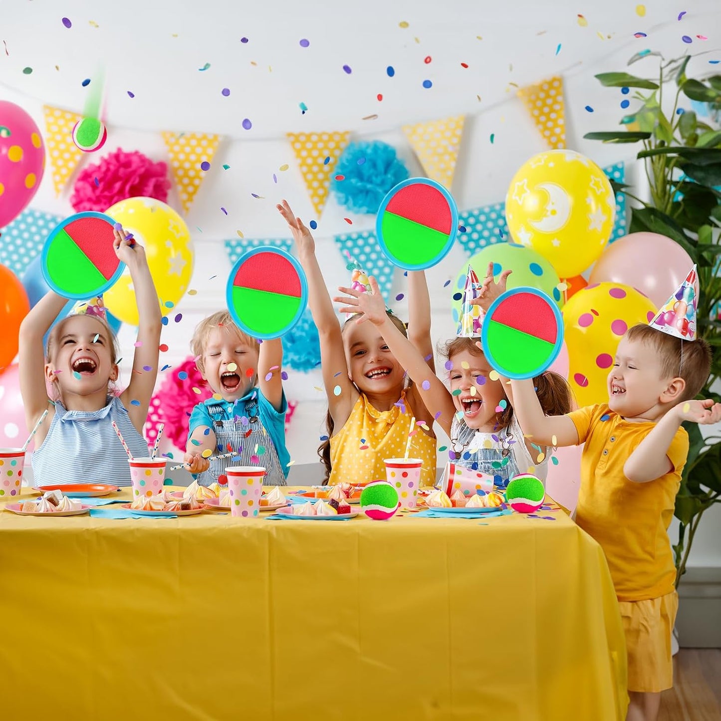 Ayeboovi Toss and Catch Ball Set with 8 Paddles 4 Balls Outdoor Beach Pool Toys for 3 4 5 6 7 8 Year Old Boys Girls Birthday Gift Outside Camping Lawn Yard Games for Kids and Family