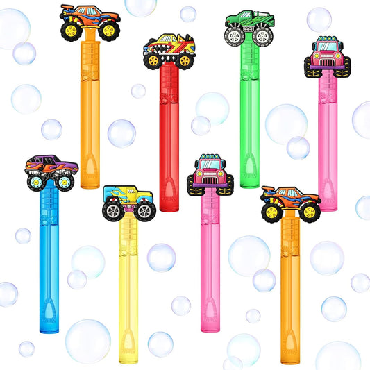 AMFZON 24Pcs Monster Truck Party Favors Bubble Wands for Kids, Truck Big Cars Mini Bubbles Wand Toys, Monster Truck Birthday Party Supplies Goodie Gift Bag Stuffers Pinata Classroom Prizes