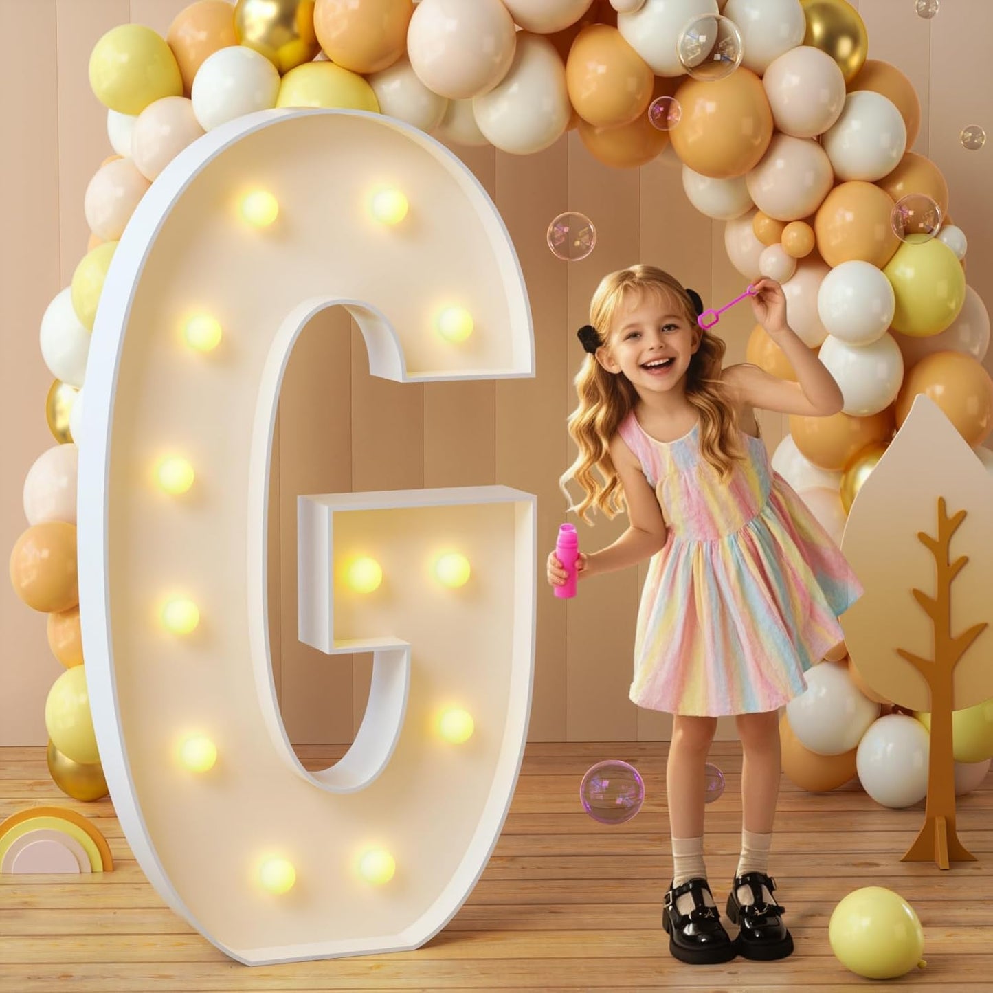 imprsv Marquee Light Up Letters, 4FT Mosaic Letters with Light for Baby Shower Graduation Party Decor, Large G for Engagement Wedding Party Decorations (Need to Assemble)