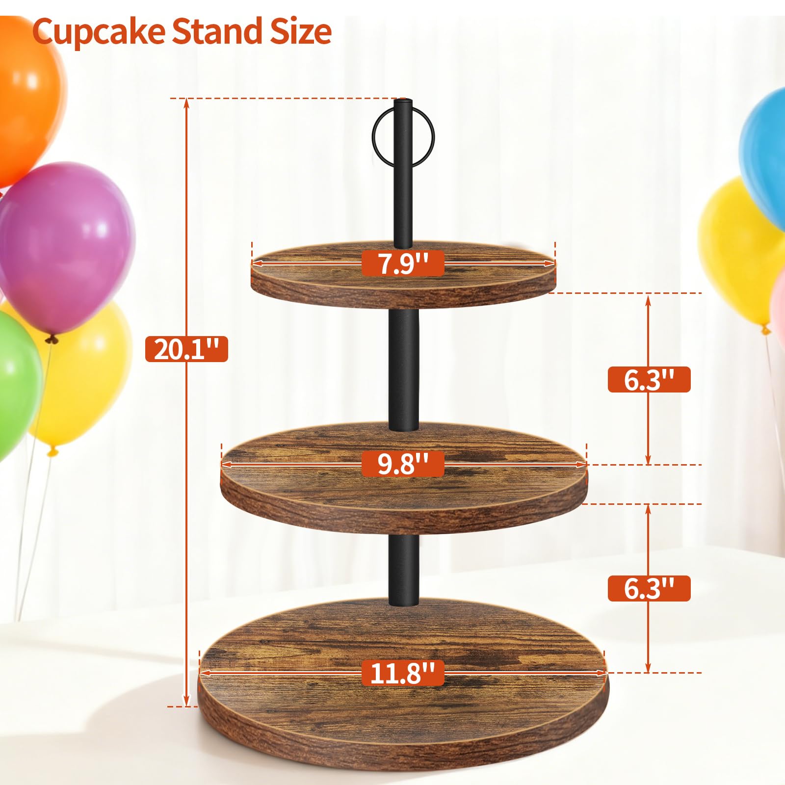 Cupcake Stand, 3 Tier Cupcake Stand Rustic Dessert Table Display Set