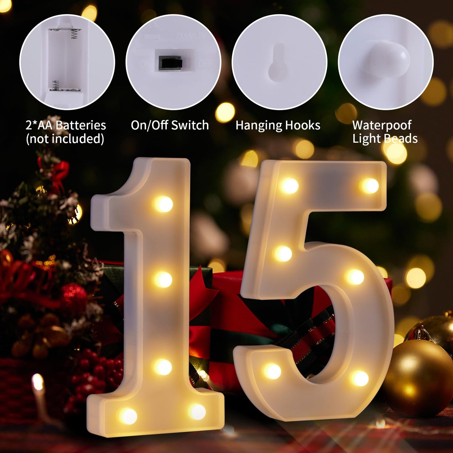 Marquee Numbers 15th Birthday Decorations For Girls Boys,15 Light Up Numbers Quinceanera