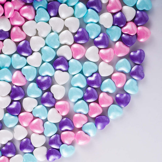 Kasvan Mixed Heart Shapes Sprinkles - Edible Candy Pearls 130g/4.58 Oz, Mix Size, Baking Cake Decorations, Ice Cream Toppings and Cookie Decorating, Wedding Party Chirstmas Supplies (Mixed)