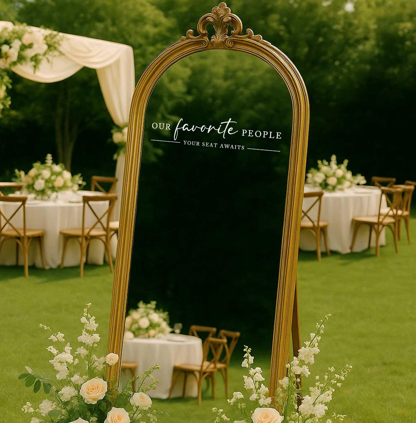 Our Favorite People Vinyl Decal, Find Your Seat Vinyl Decal, Wedding Sign Decal, Seating Chart Sticker, Our Favorite People Sticker, Wedding Removable Adhesive (White, Wide 17")