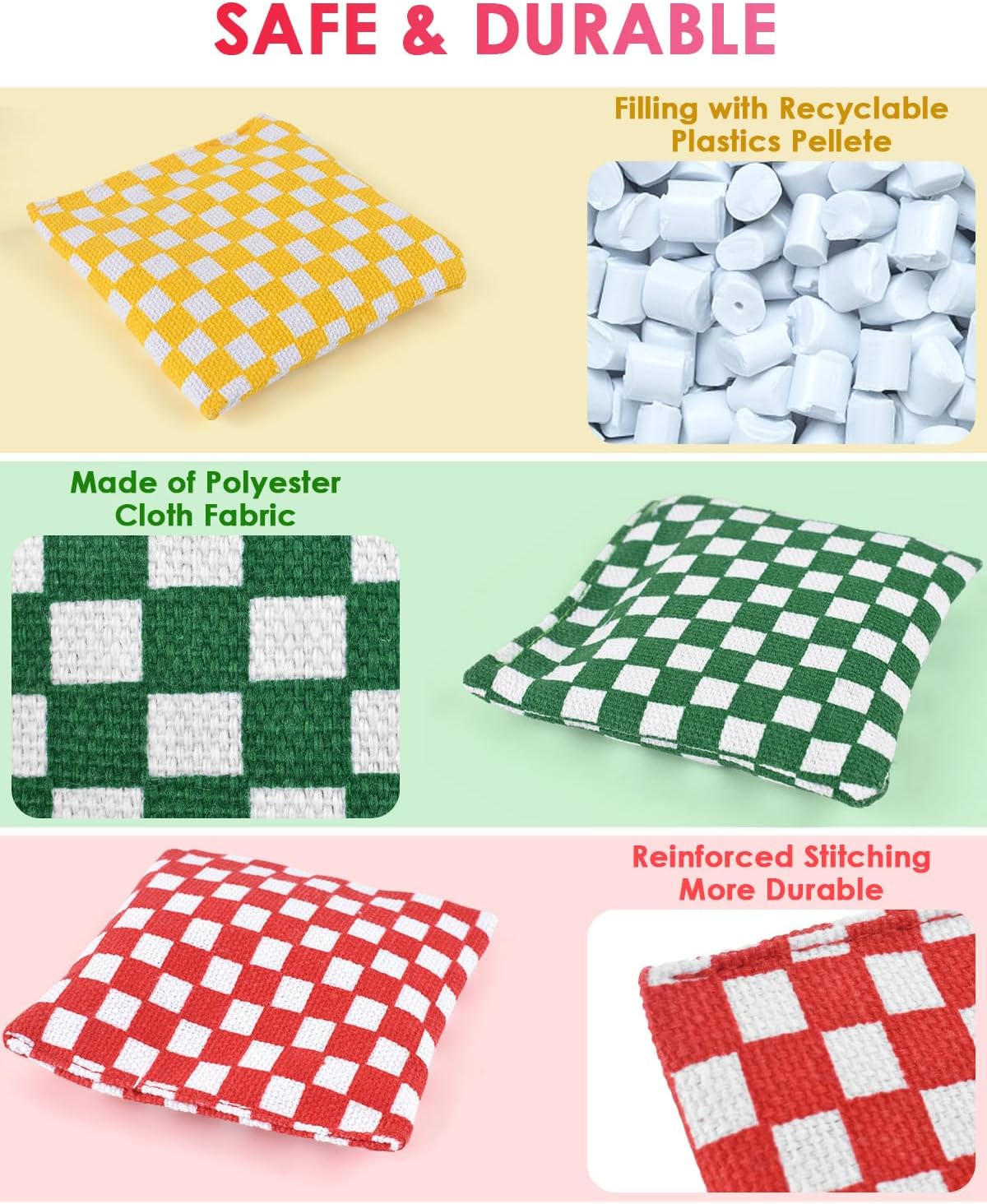 TINDTOP Mini Bean Bags for Tossing - 3.1" x 3.1", Cornhole Outdoor Toss Gaming Colorful Canvas Bean Bags Carnival Games Kids Beanbags Throwing Games for Kids