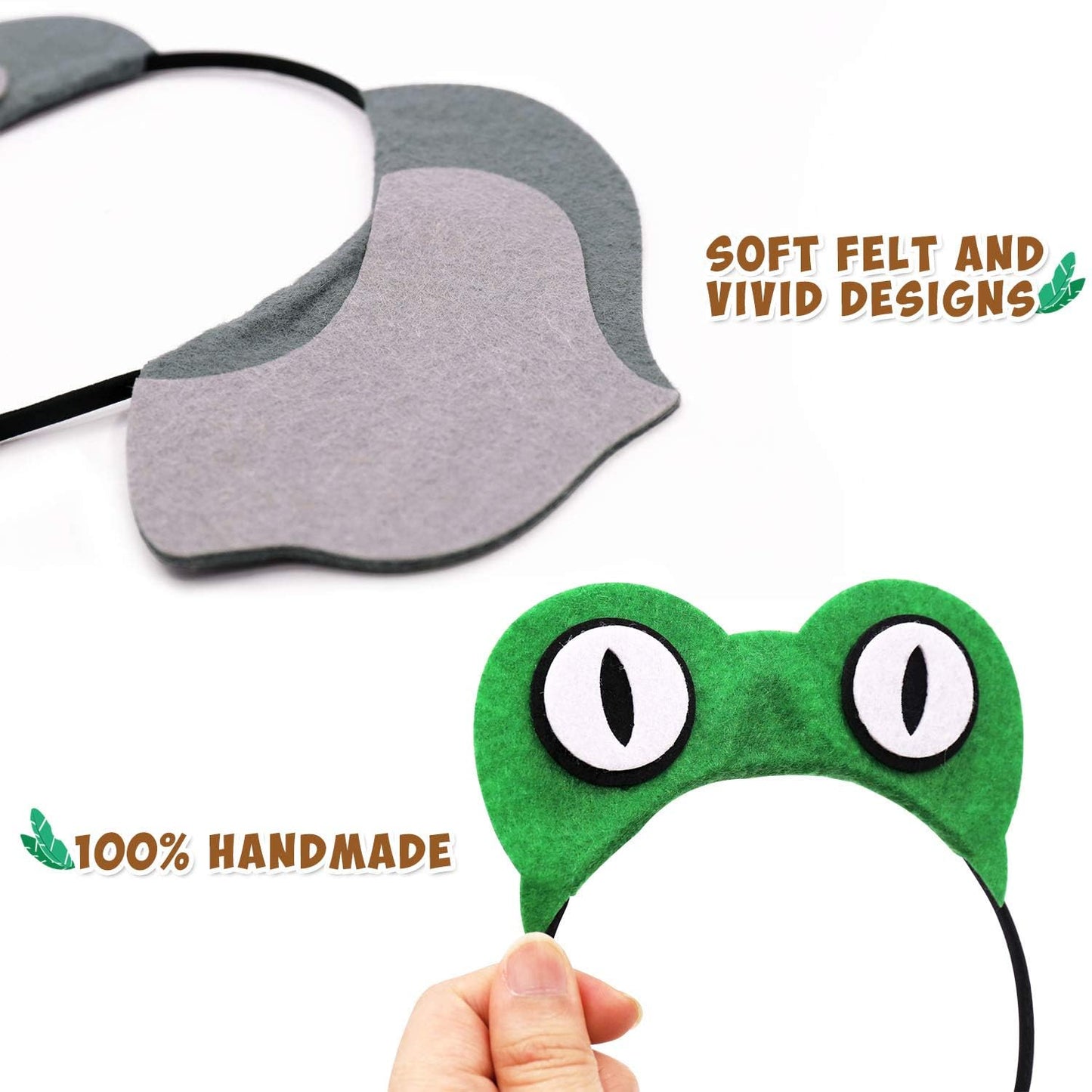 12pcs Jungle Animal Safari Headbands with Animal Hair Hoops - Photo Booth Props, Party Favors and