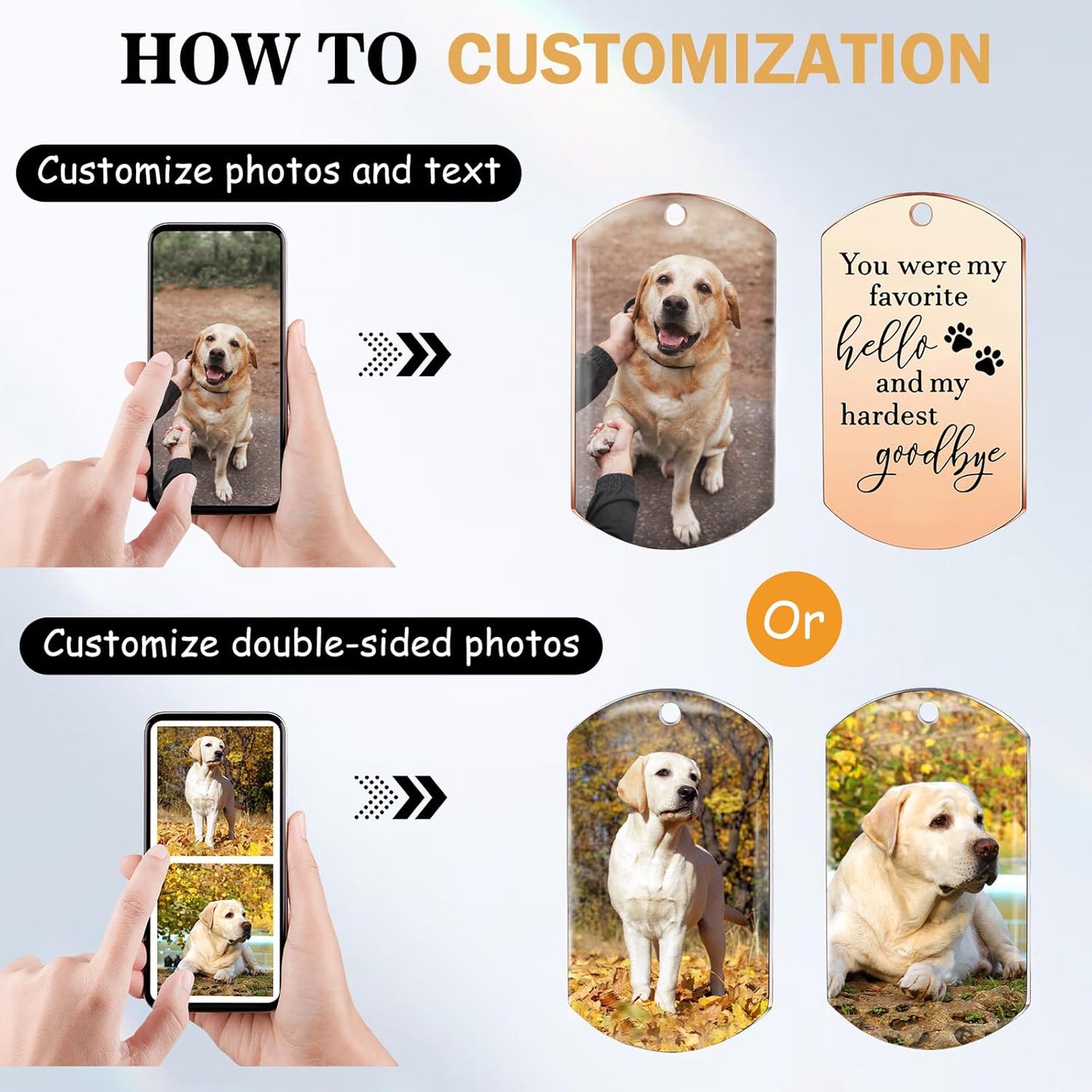 Funnylife Personalized Dog Memorial Photo Keychain Stainless Steel Custom Pet Memory Keychain Loss of Dog Sympathy Gifts