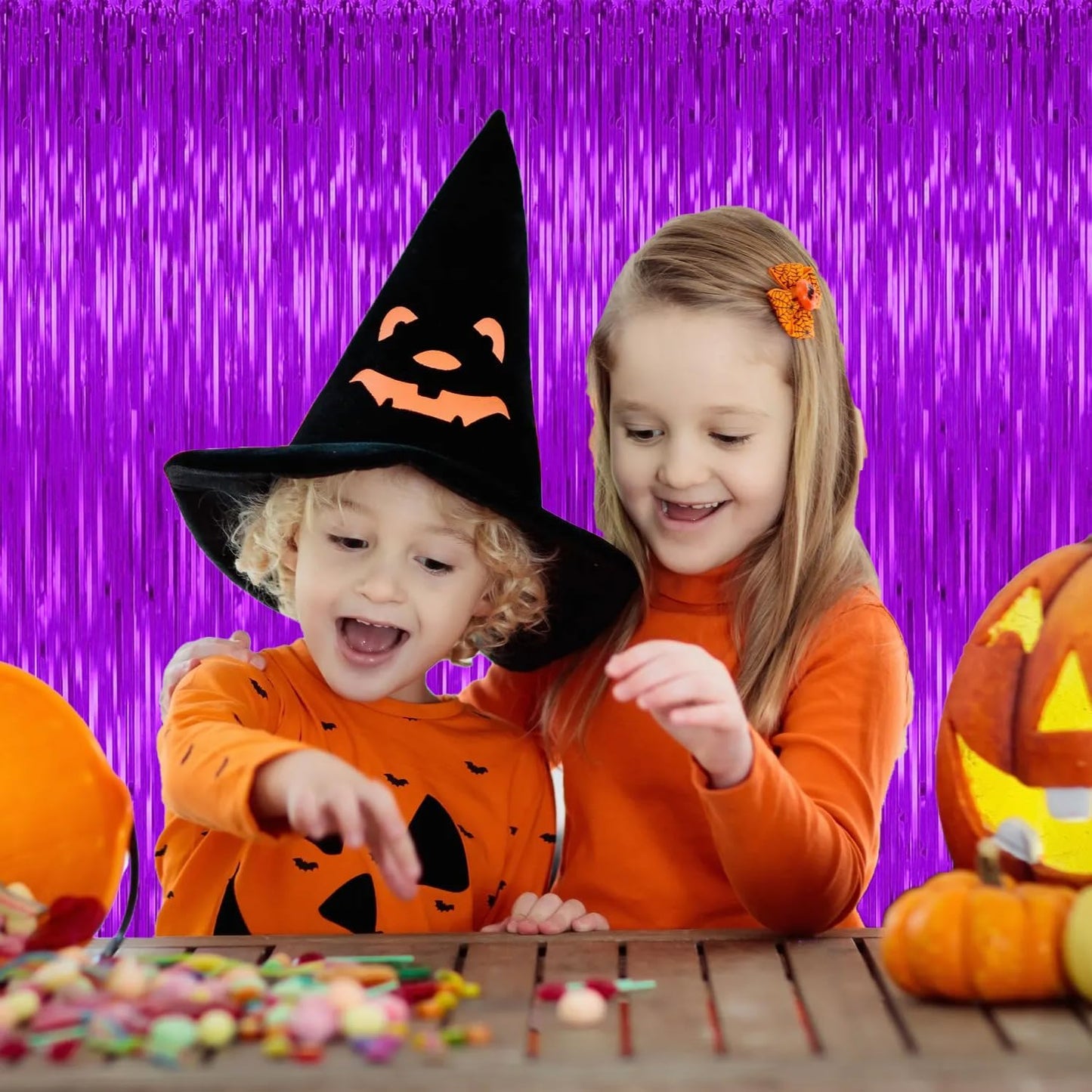 5 Pack Purple Backdrop Tinsel Streamers Foil Fringe Backdrop Halloween Party Decorations Purple Backdrop Curtain Birthday Graduation Bachelorette Christmas New Year Party Decorations