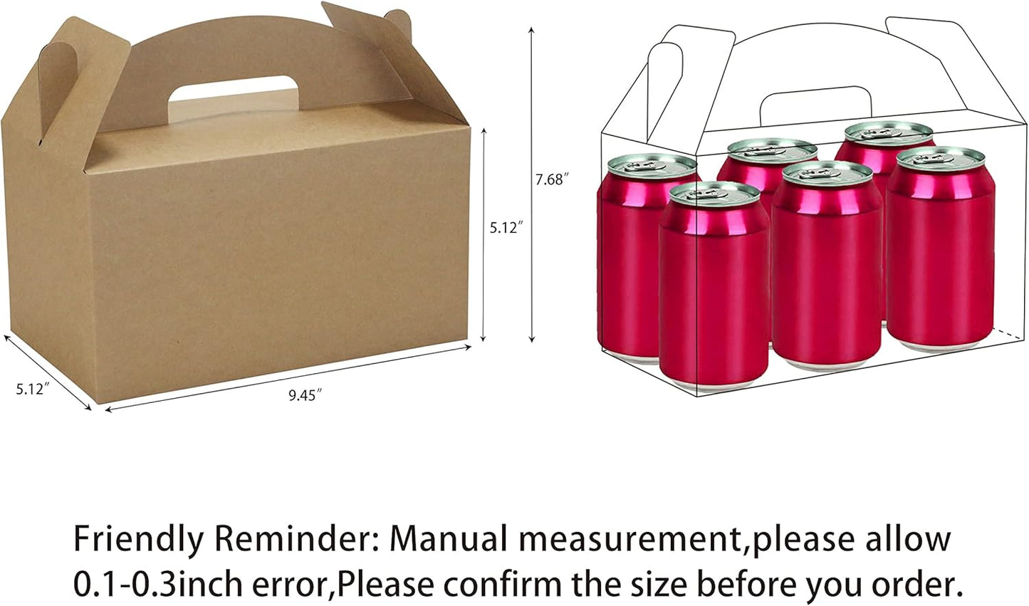 HUAPRINT Brown Treat Boxes Large Bulk,Gable Boxes 30 Pack 9.45x5x5Inches,Party Favor Boxes Goodie Boxes for Birthday Party Baby Shower Wedding Christmas