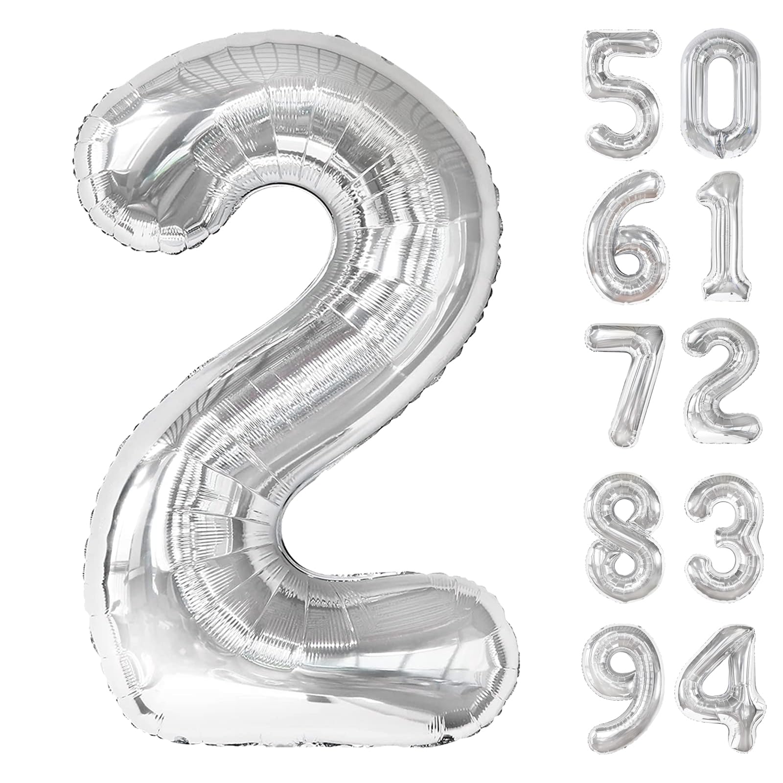 Sliver 2 Balloon - Number Balloon 40 Inch, 2st Sliver Birthday Decorations