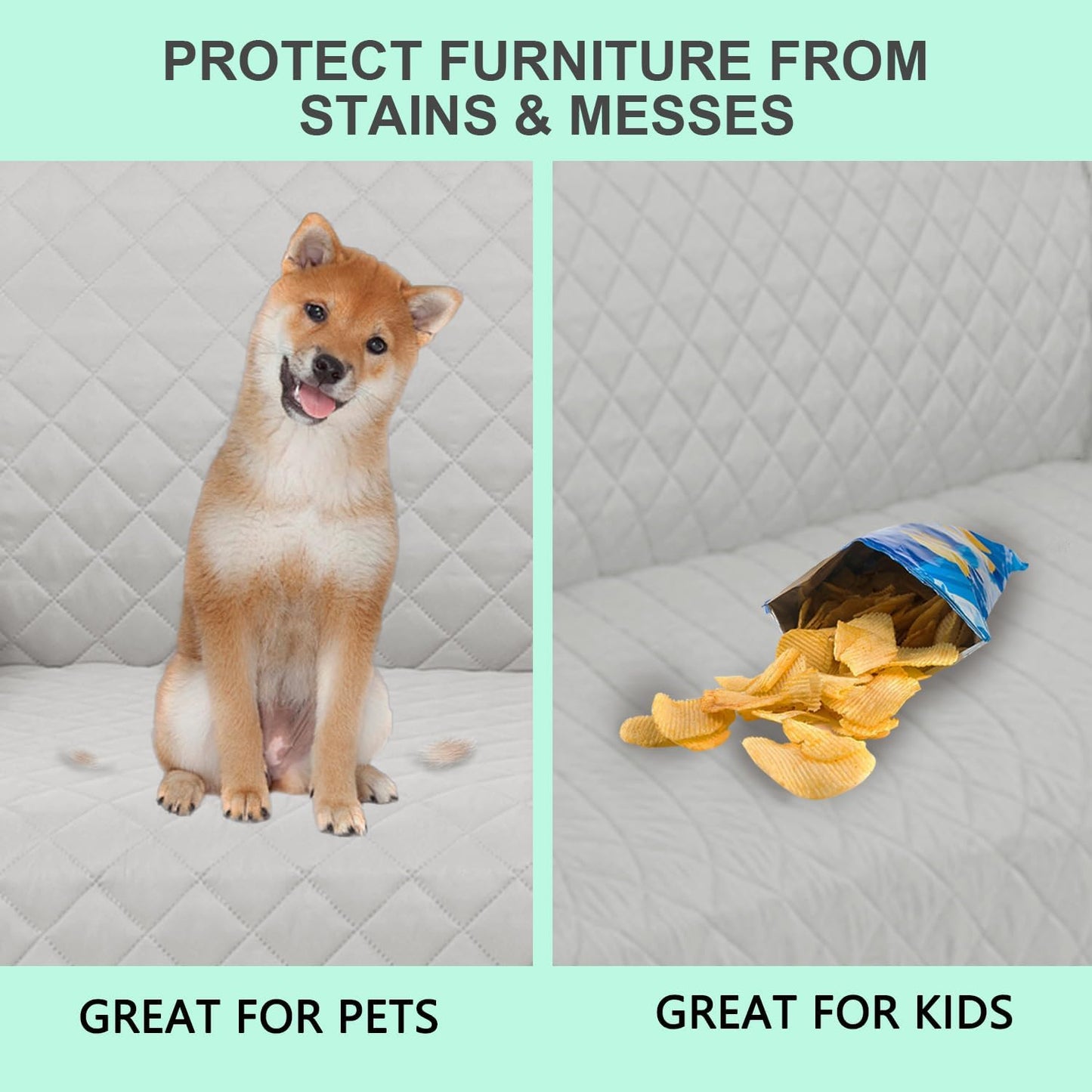 Reversible 4 Seater Sofa Cover 91 Inch Large Couch Cover Furniture Protector(Sofa XX-Large,Light Grey/Beige)