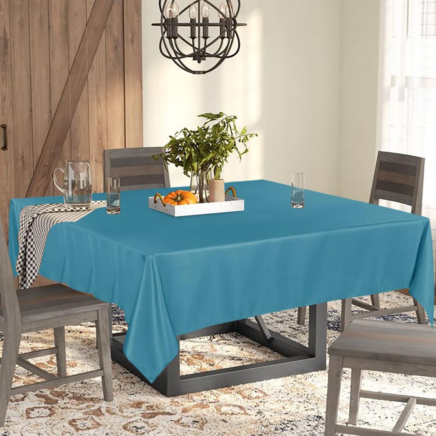 Fitable Square Tablecloth 60x60 inch Tablecloth Stain and Wrinkle Resistant Washable Polyester Table Cloth for Buffet Parties and Camping, Teal
