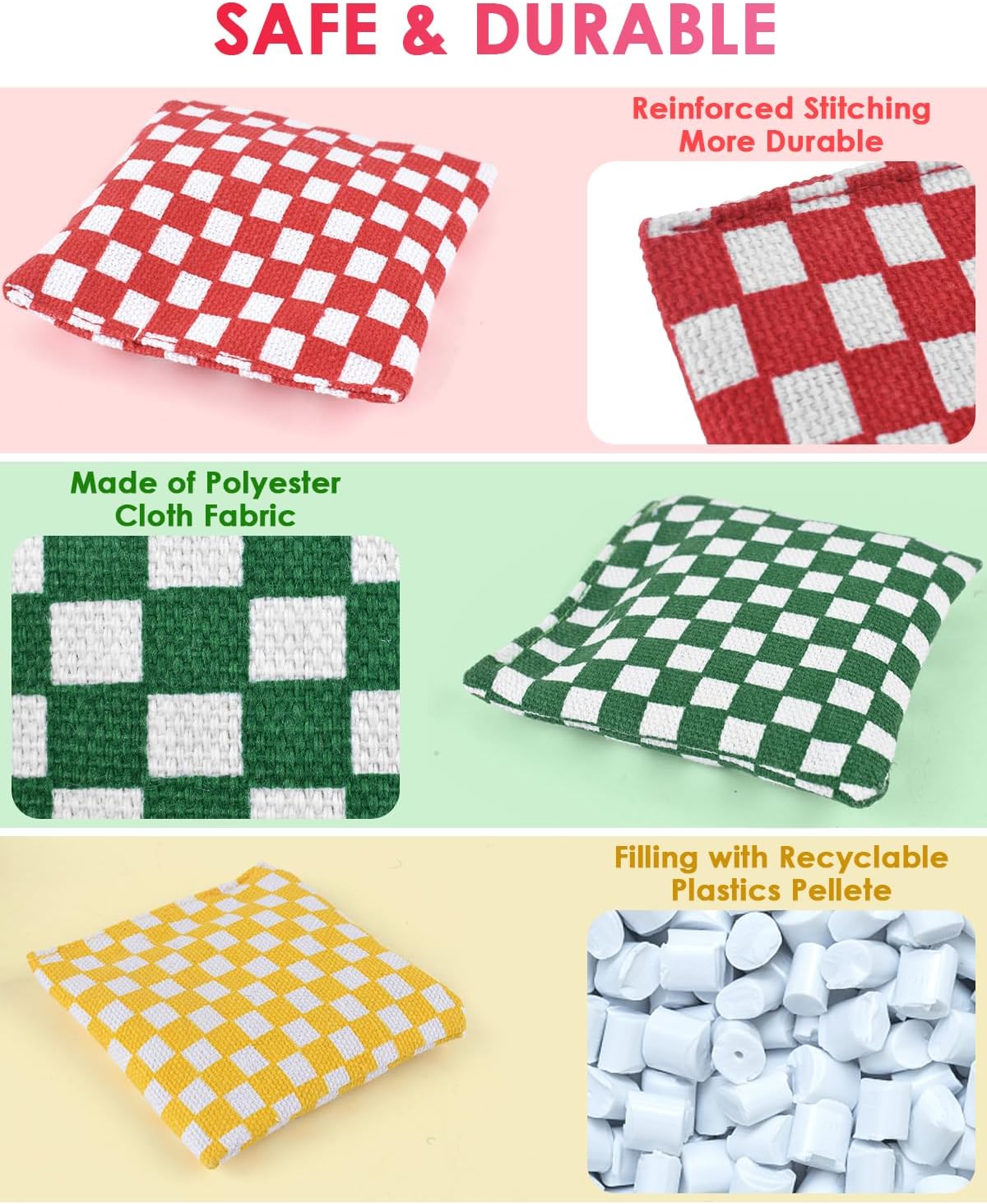 TINDTOP Mini Bean Bags for Tossing - 3.1" x 3.1", Cornhole Outdoor Toss Gaming Colorful Canvas Bean Bags Carnival Games Kids Beanbags Throwing Games for Kids