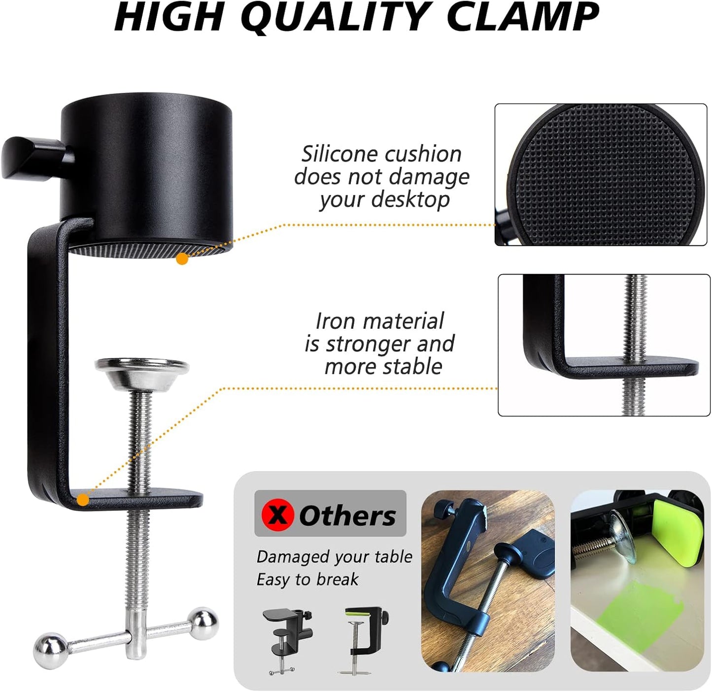 SUNMON Mic Stand Boom Arm - Microphone Arm Compatible with HyperX QuadCast, 360° Rotation Microphone Stand, Weighted Metal Mic Boom Arm for HyperX QuadCast,Blue Yeti,Shure MV7,Rode and Most Gaming