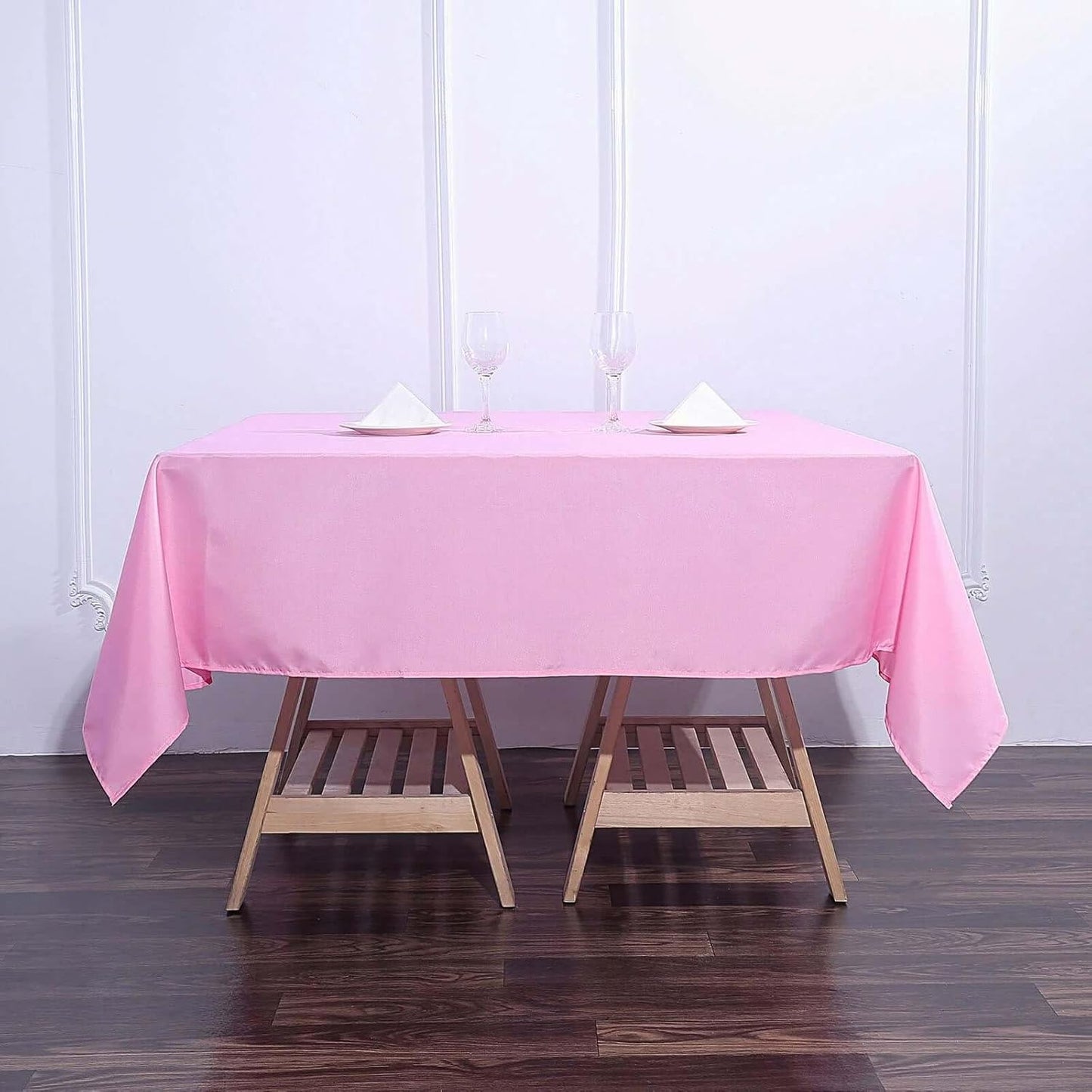 Efavormart 70" Premium Square Polyester Tablecloth for Wedding Kitchen Dining Events - Pink