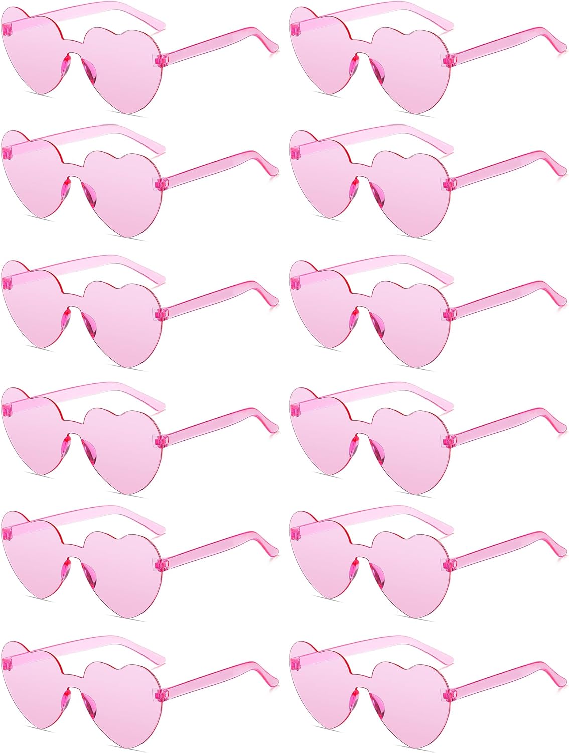 12/20/24 Pairs Heart Sunglasses for Women Men, Trendy Heart Shaped Rimless Transparent Sunglasses, Bachelorette Party