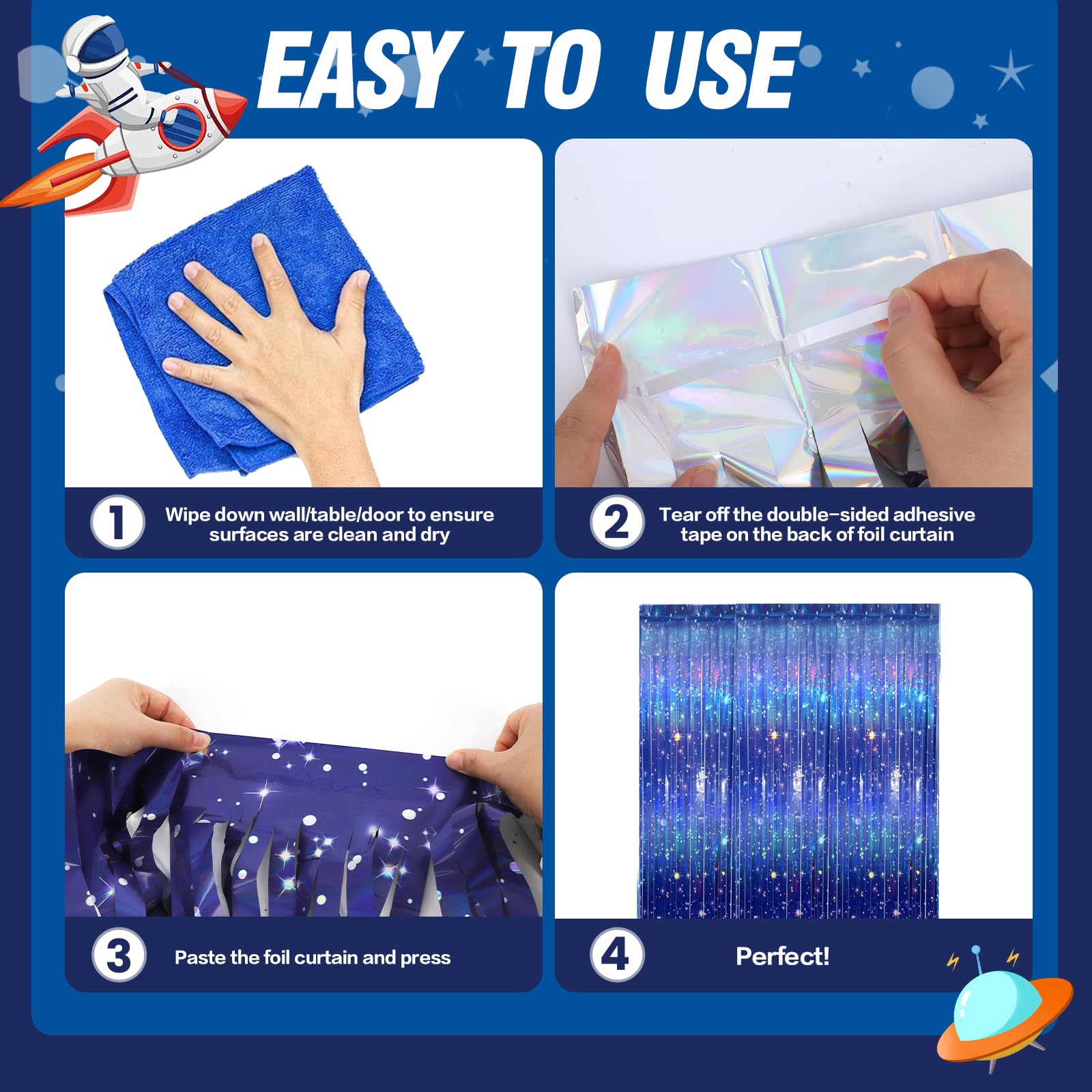 Vagilelf 3 PCS Galaxy Foil Backdrop for Space Themed Party Decorations