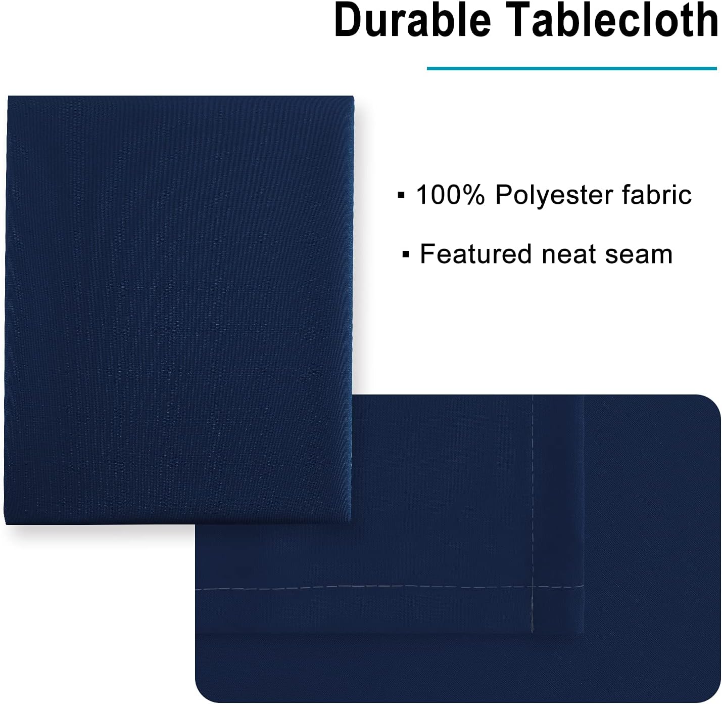 Hiasan Waterproof Tablecloth Rectangle - Washable Fabric Table Cloth for Dining Room Kitchen Birthday Party and Outdoor Use, Navy Blue, 60 x 140 Inch
