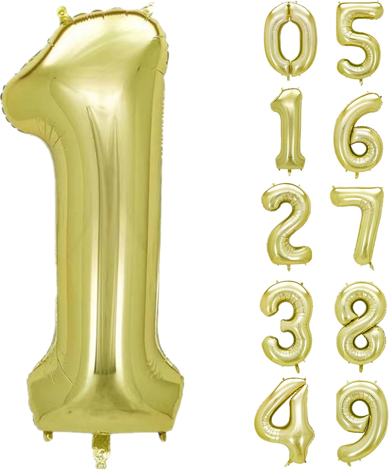 40 Inch Numbers 1 Light Gold Large Balloon Digital 1 for Birthday Party, 0-9 Birthday Party Decorations,Foil Mylar Big Number 1 Wedding Graduations Photo Shoot Decorations(Number 1)