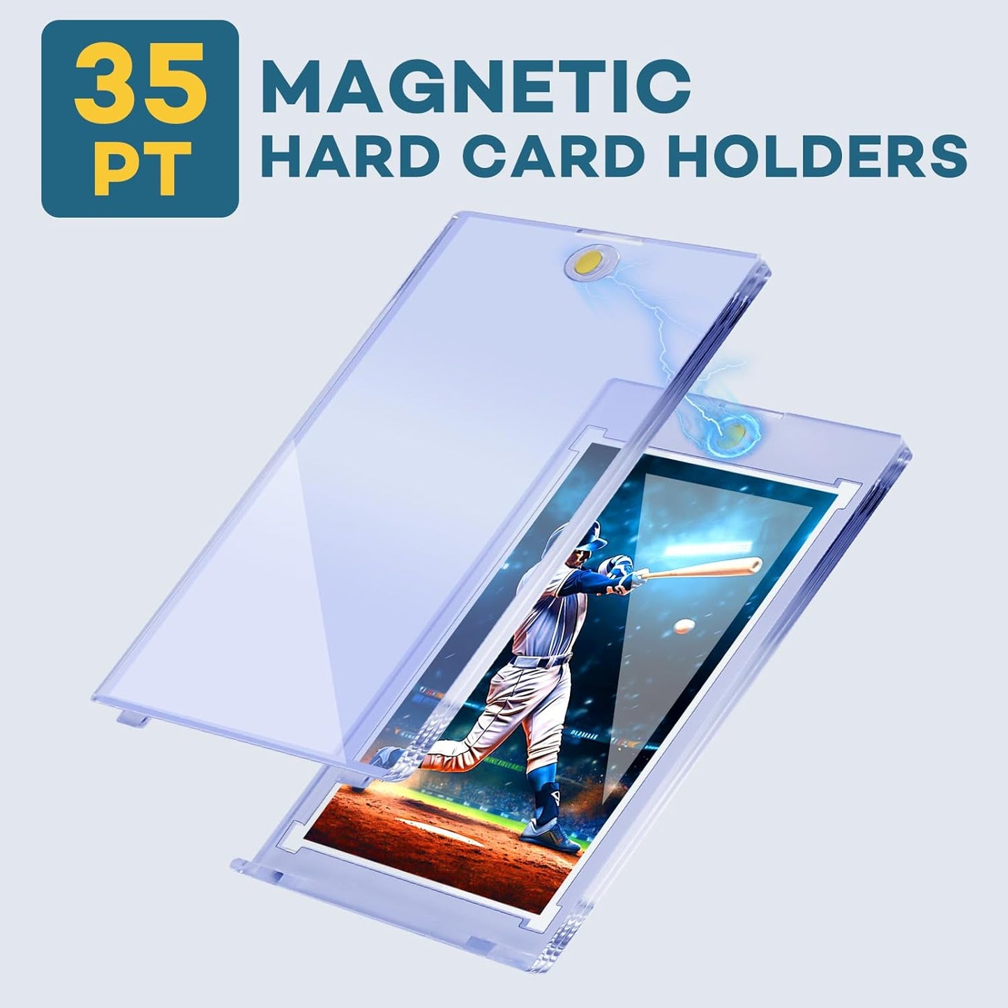 40ct Magnetic Card Holders, 35pt One Touch Card Holder, U-V Protection Hard Plastic Case for Trading Cards, Display Case for Sports, Baseball, Football, Game Cards