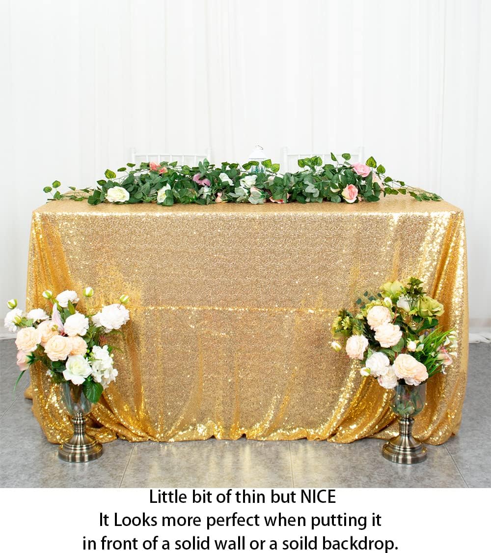 ShinyBeauty Sequin Tablecloth 72x72-Inch Gold Square Sequin Table Cover Glitter Table Cloth Christmas Table Linens for Wedding Party Halloween Thanksgiving Xmas New Year Decor -191008s (72x72-Inch)