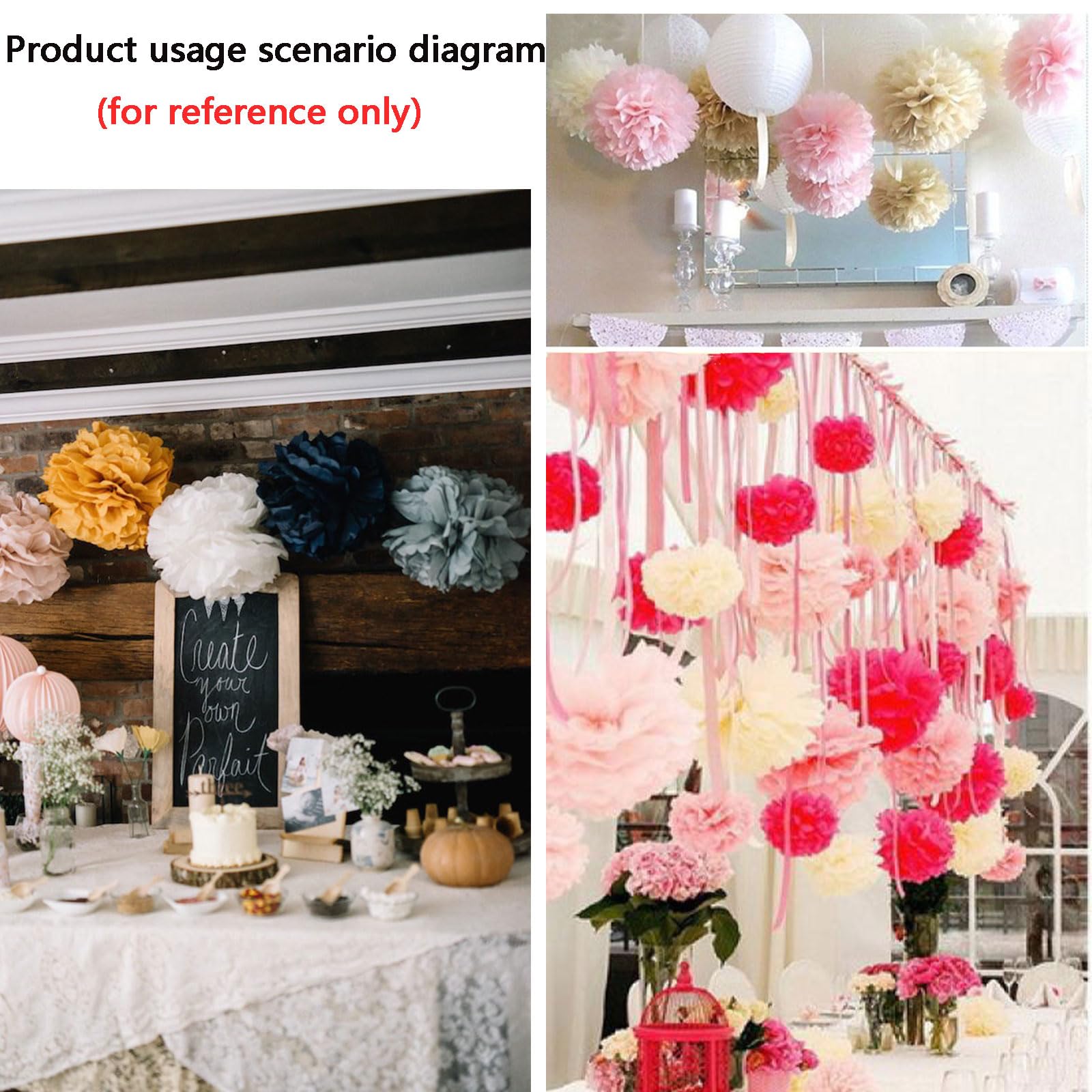 We Moment Green Paper Pom Poms Decorations for Wedding Birthday Party Decoration Ceiling Wall