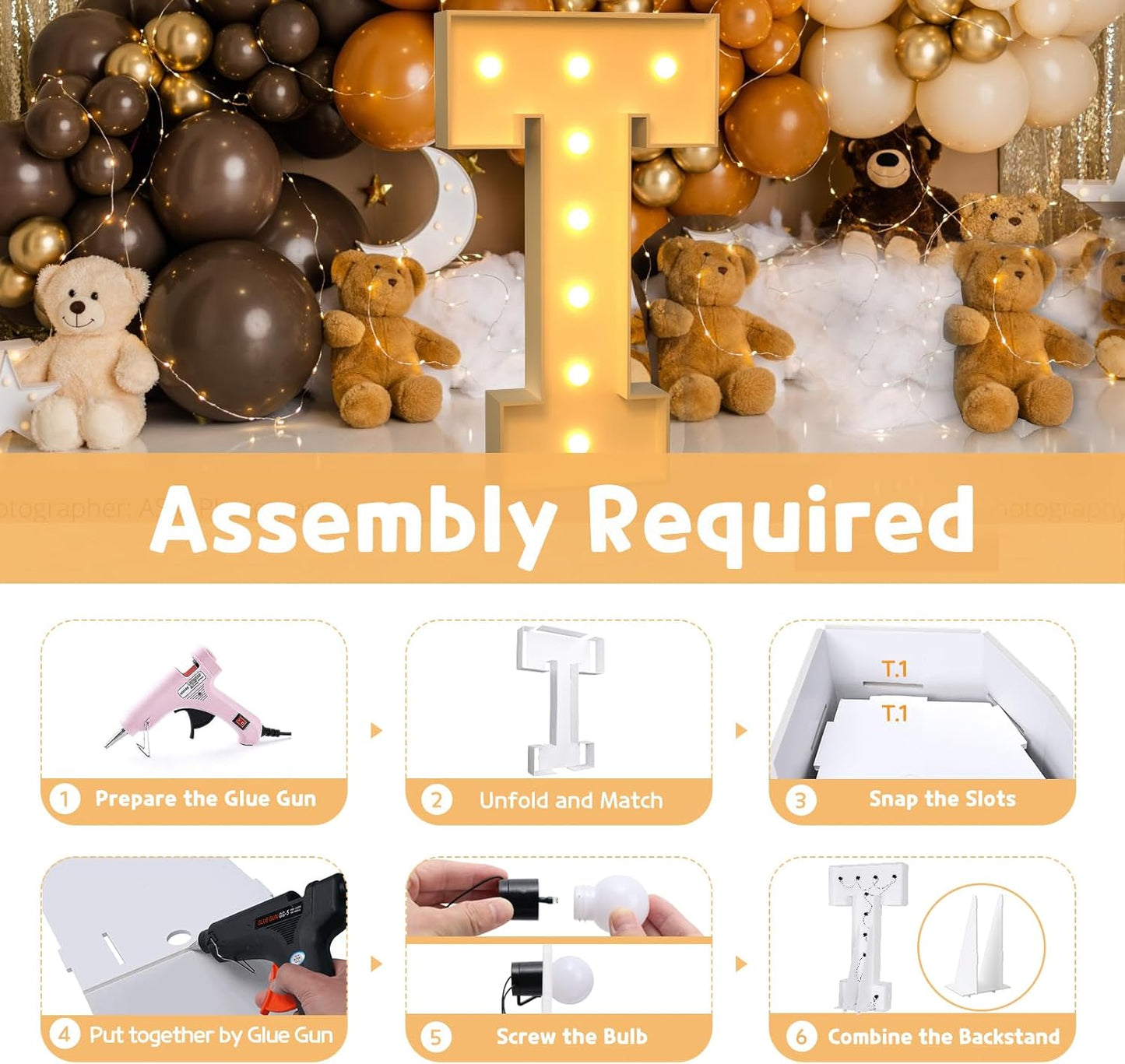 imprsv Marquee Light Up Letters, 3FT T for Birthday, Baby Shower, Wedding Decorations, Large Marquee Letters for Party Decorations