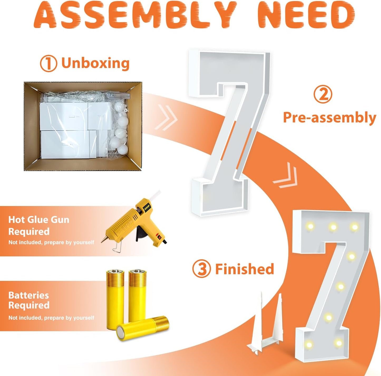 3FT Marquee Light Up Numbers 7, Warm White Marquee Numbers for 17th 70th Birthday Party Decor, LED Light Numbers for Graduation, Wedding, Engagement, Holiday Party Backdrop Arch Decoration