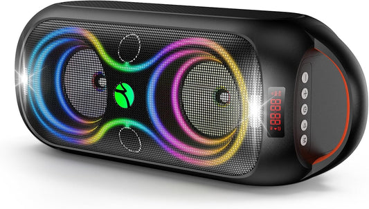Bluetooth Speakers Wireless- 40W(Peak) 120dB Loud Sound, 8 LED Lights, Bluetooth 5.3, 6-8 Hours Playtime, Protable Handle, FM/USB & Mic Input, Large Portable Speaker for Party,Outdoor,Camping,Beach