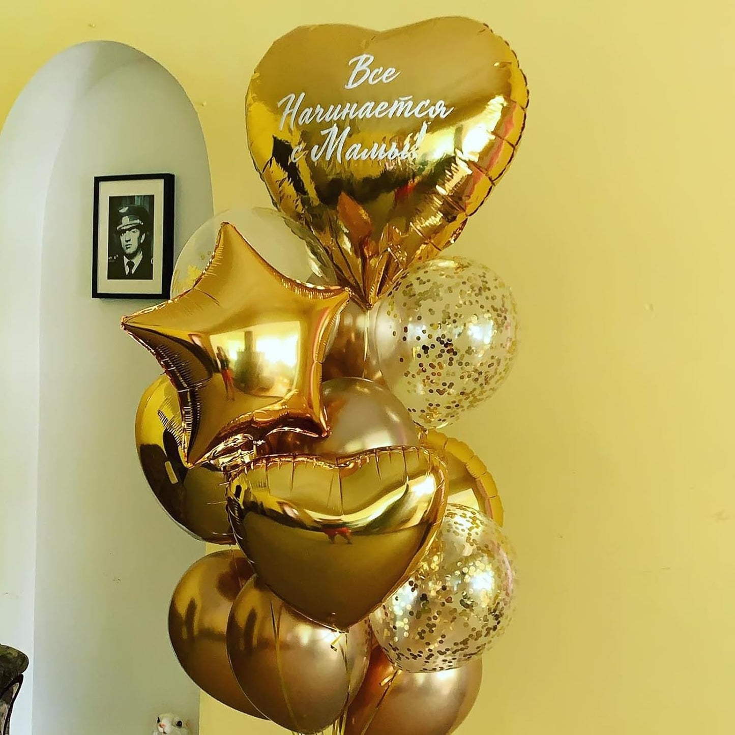 Gold Heart Foil Heart Shaped Balloons, 10PCS Gold Foil Heart Balloons Valentines Balloons, 18inch Gold Love Foil Balloons for Helium Valentine Decorations for Gold Wedding, Brithday Party, Anniversary