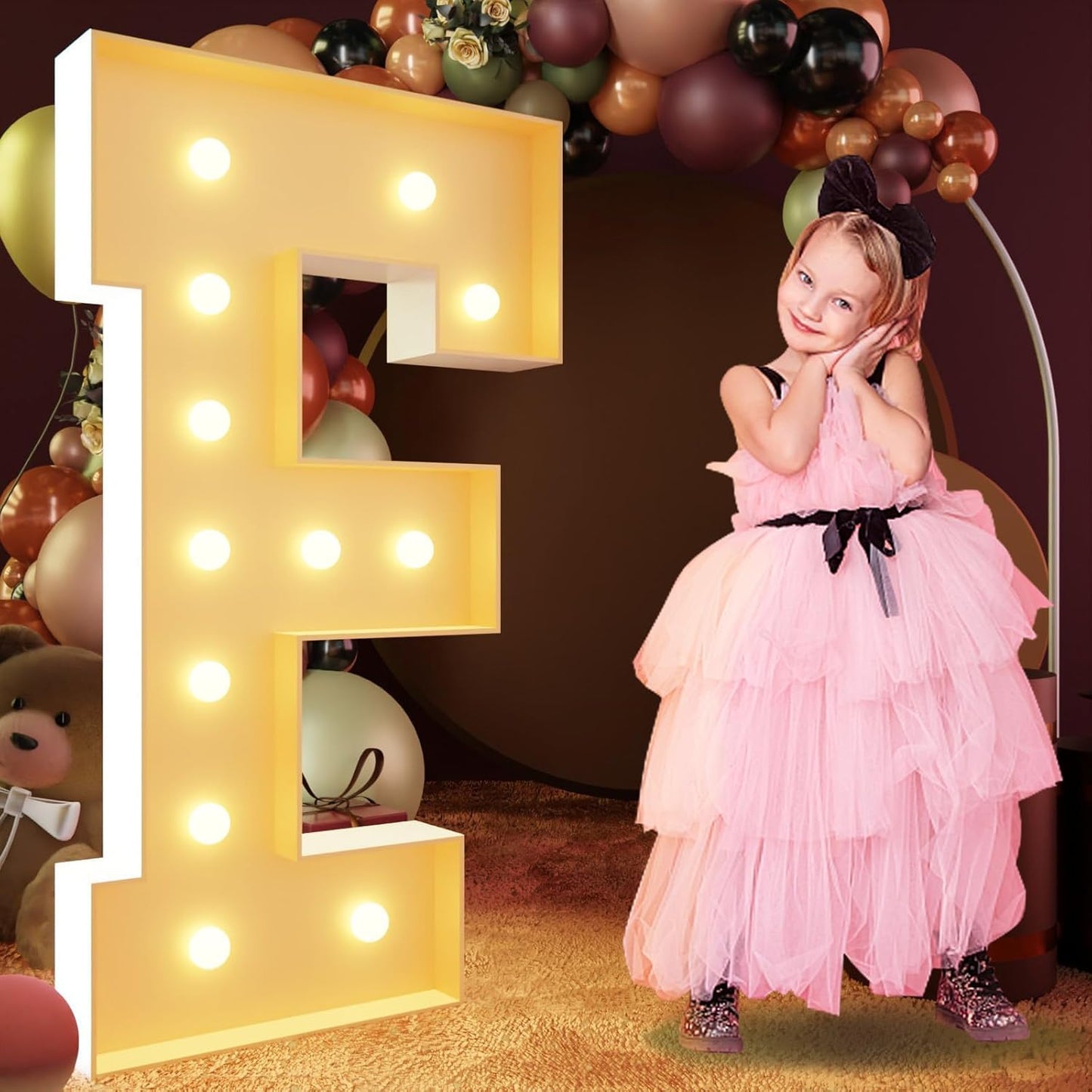 Imprsv 4FT Light Up Marquee Letter F - Large Letter for Birthday Party, Wedding Decorations, Arch Kit