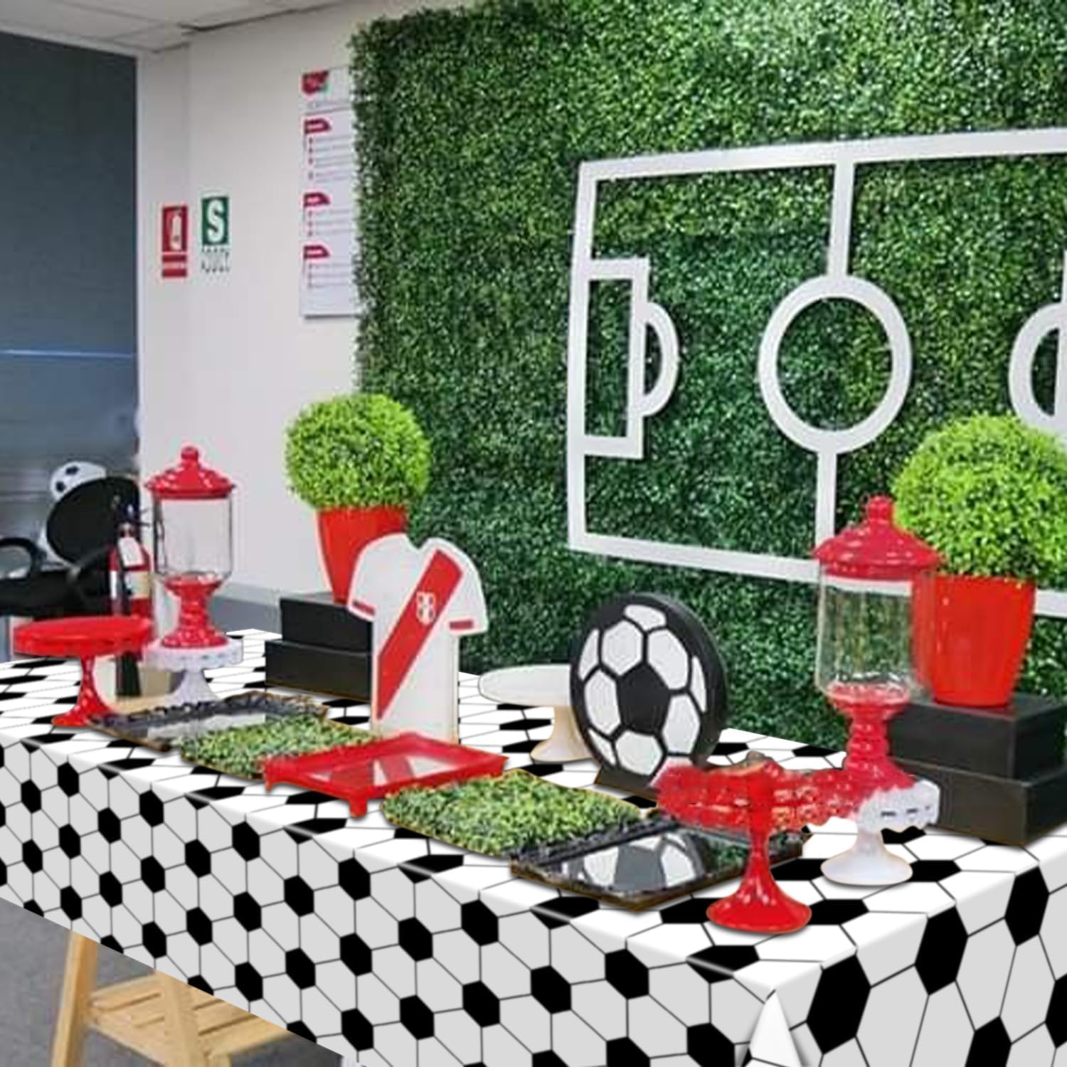 APUXXJUPA 4 Pcs Sports Themed Party Tablecloths, Soccer Baseball Basketball Football Table Covers