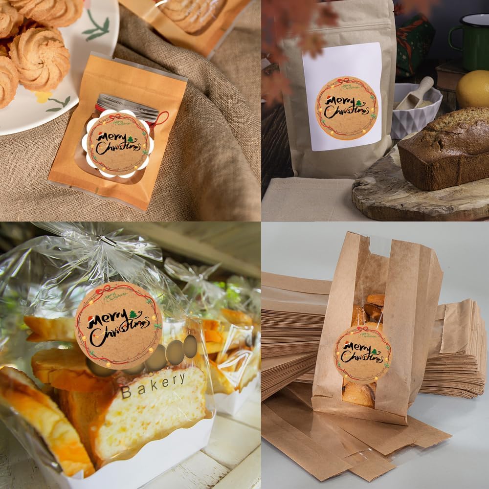 100-1000pcs Custom Stickers Merry Christmas Stickers Personalized Labels Adhesive Xmas Decorative Envelope Seals Stickers for Cards Gift Boxes(VSquare-5)