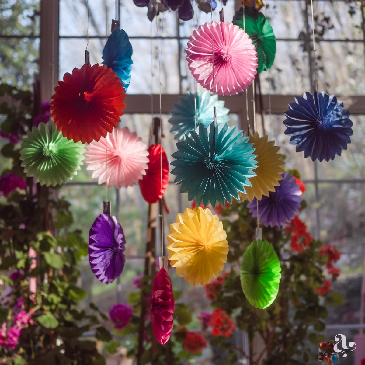 Colorful Paper Fans - Rainbow Party Decorations - Happy Birthday Decorations for Women, Men and