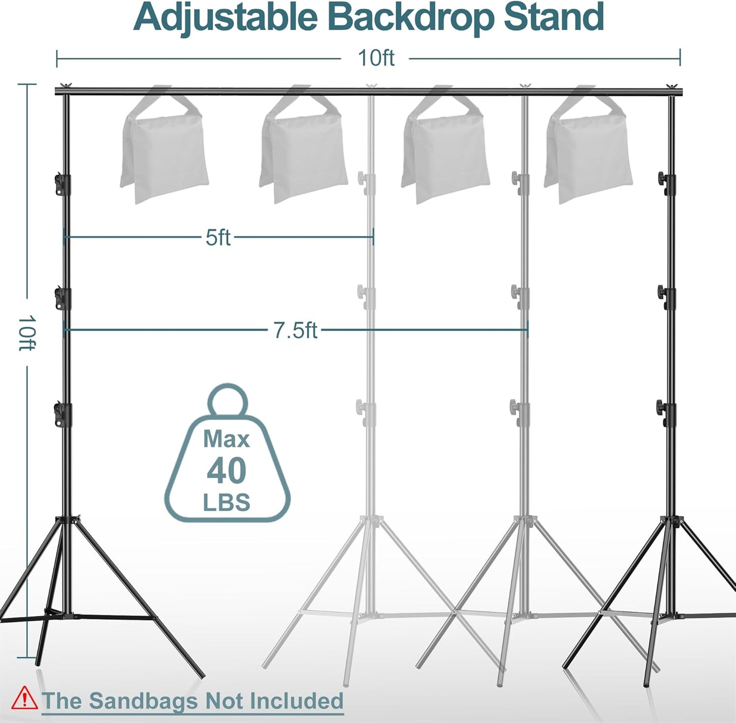 FUDESY Photo Video Studio 10 x 10Ft Heavy Duty Adjustable Backdrop Stand,Background Support System for Photography with Carry Bag, 6 Pcs Clip Clamps
